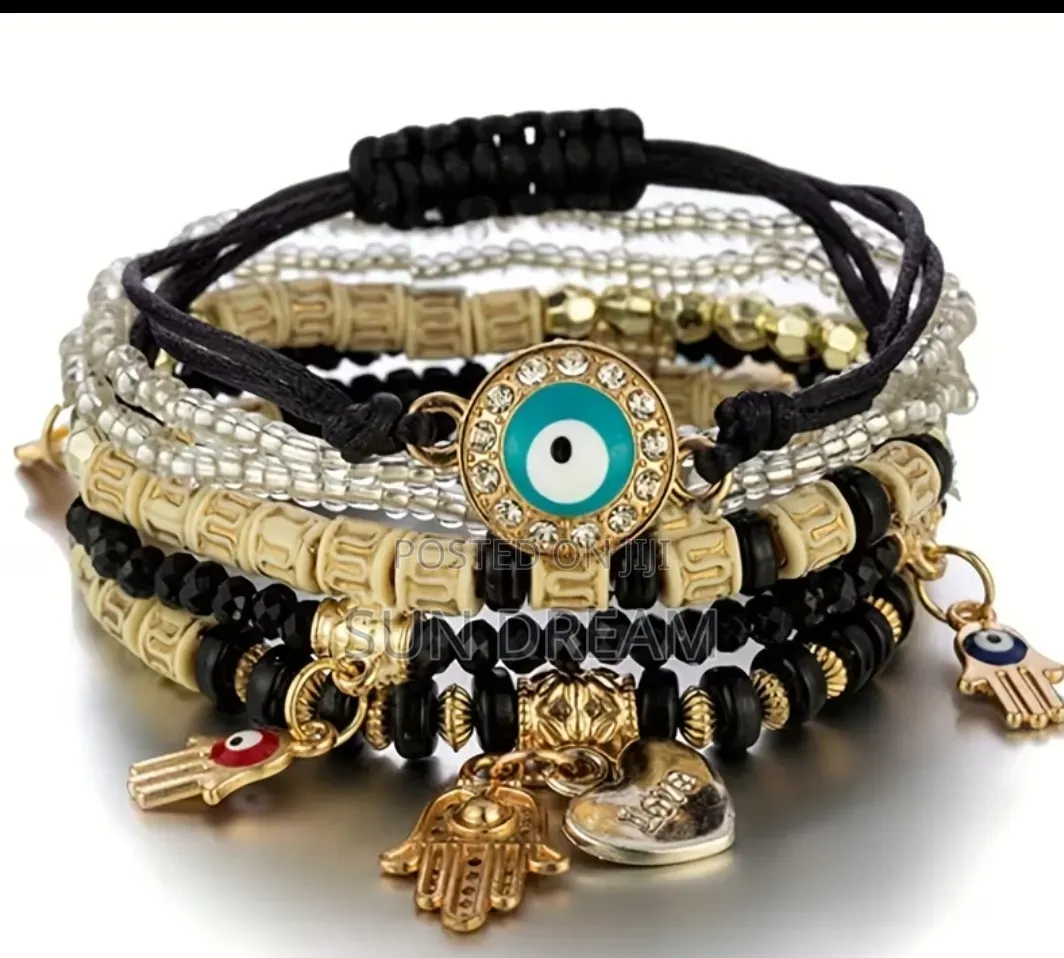 Ladies Gift Set Beaded Bracelets Women Accessories Black Bracelet