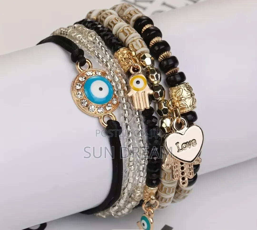 Ladies Gift Set Beaded Bracelets Women Accessories Black Bracelet