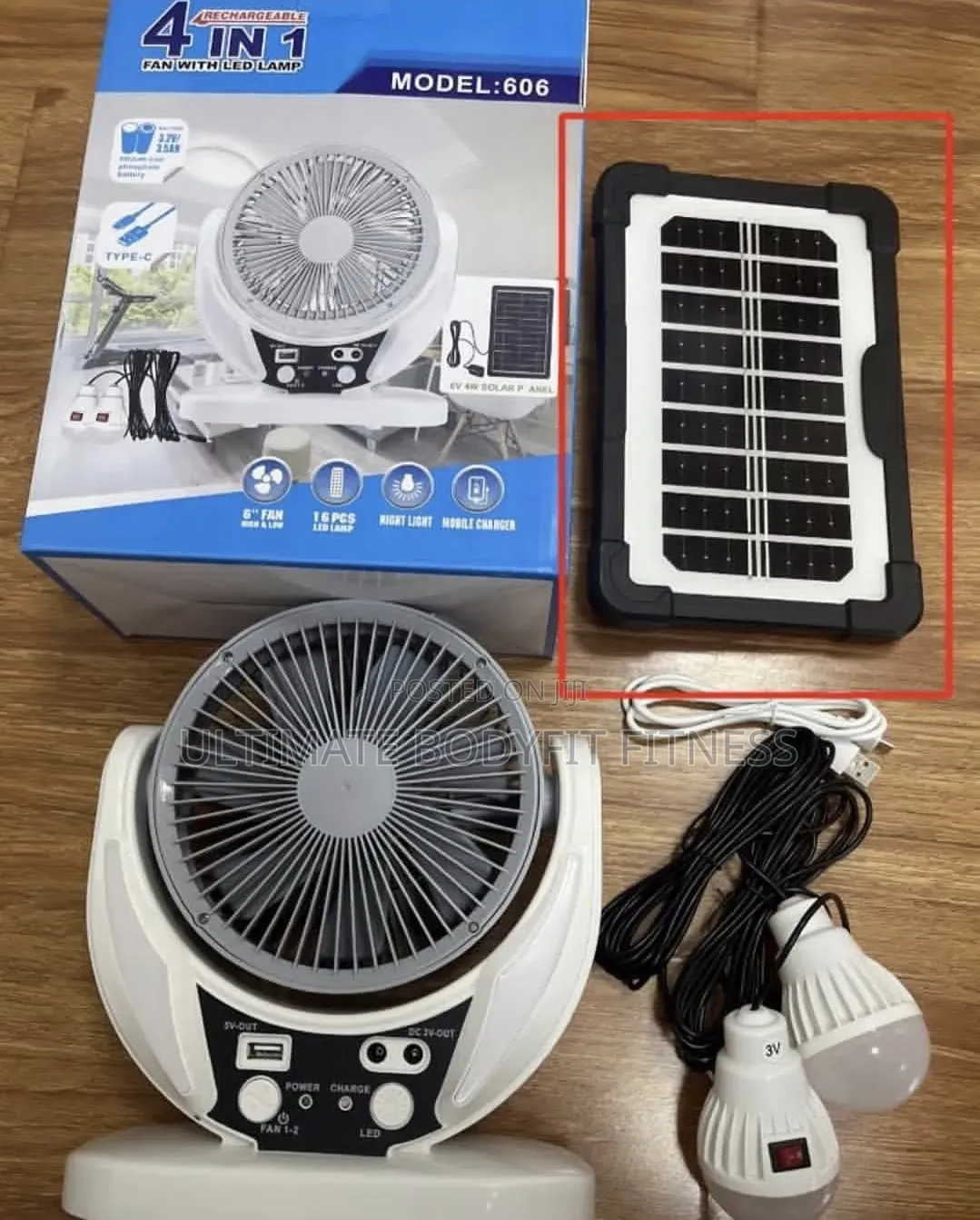 Brand New 4in1 Rechargeable Solar Fan Model 606