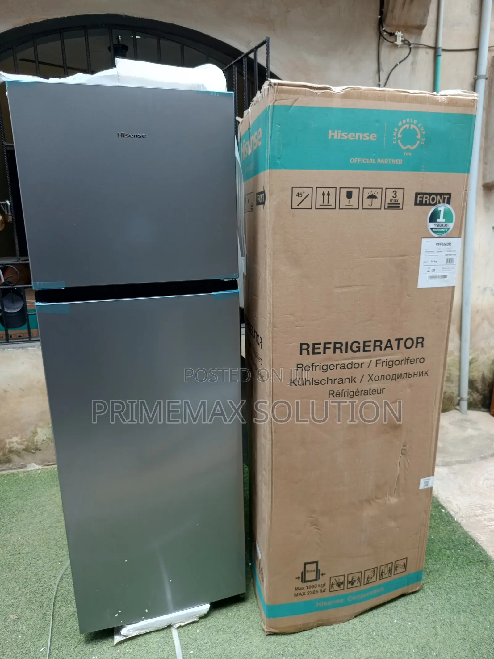 Silver Hisense 306DR Double Door Fridge for Modern Homes