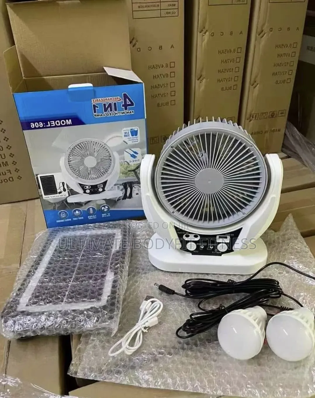 Brand New 4in1 Rechargeable Solar Fan Model 606