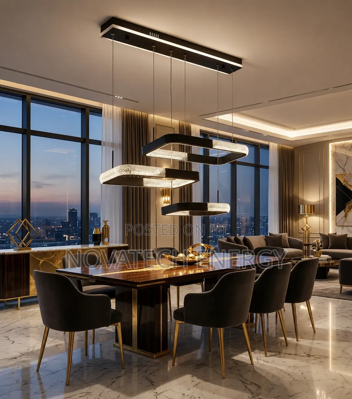 Black Luxury 3 Square Drop LED Light