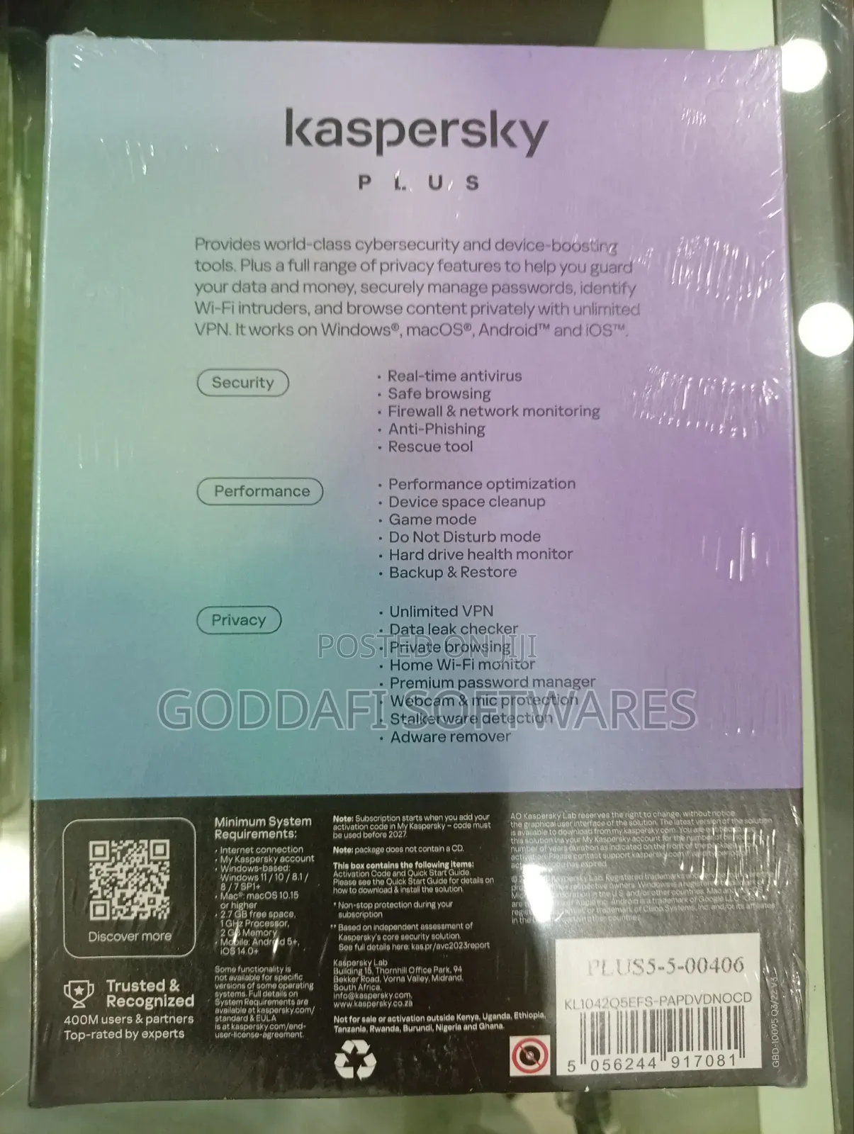 Kaspersky Plus Antivirus | 5 Users License | Goddafi Stores