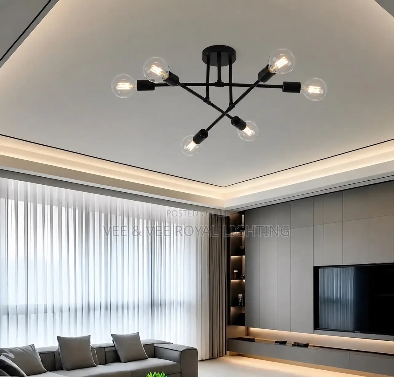 Premium 6 Light Chandelier–Stylish Ceiling Lamp for Living Room, Hotel