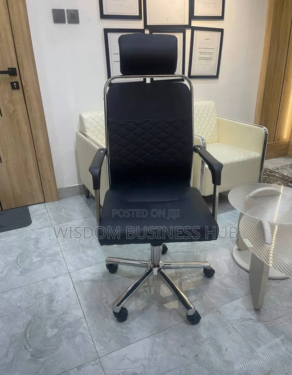 Diamond Quitted Leather Office Chair