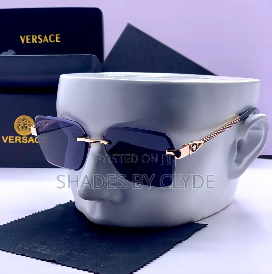 Luxury Versace Rimless Sunglasses - Gradient Lenses Rose Gold Accent