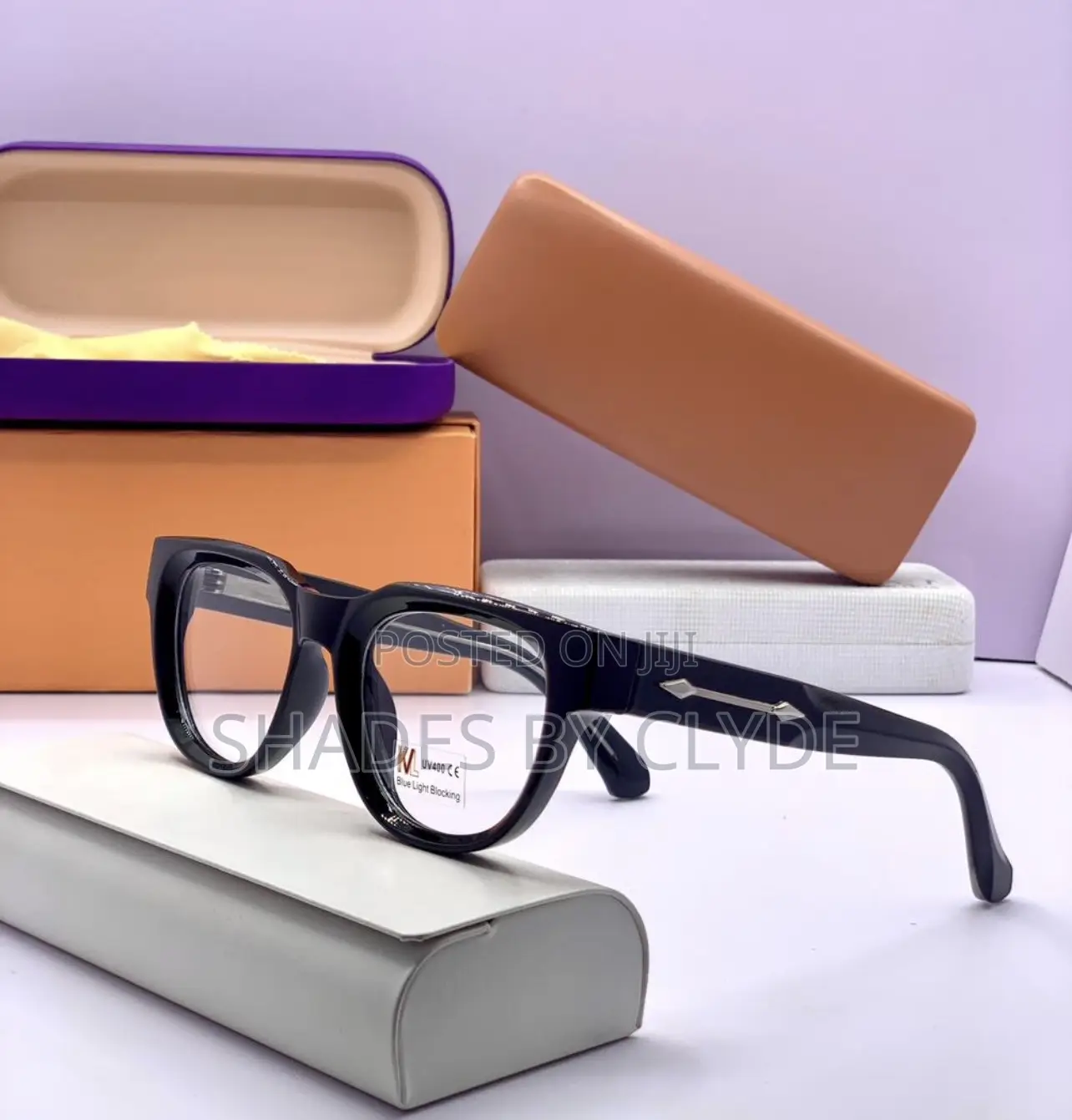 Stylish Clear Amber Square Eyeglasses - Blue Light Blocking**