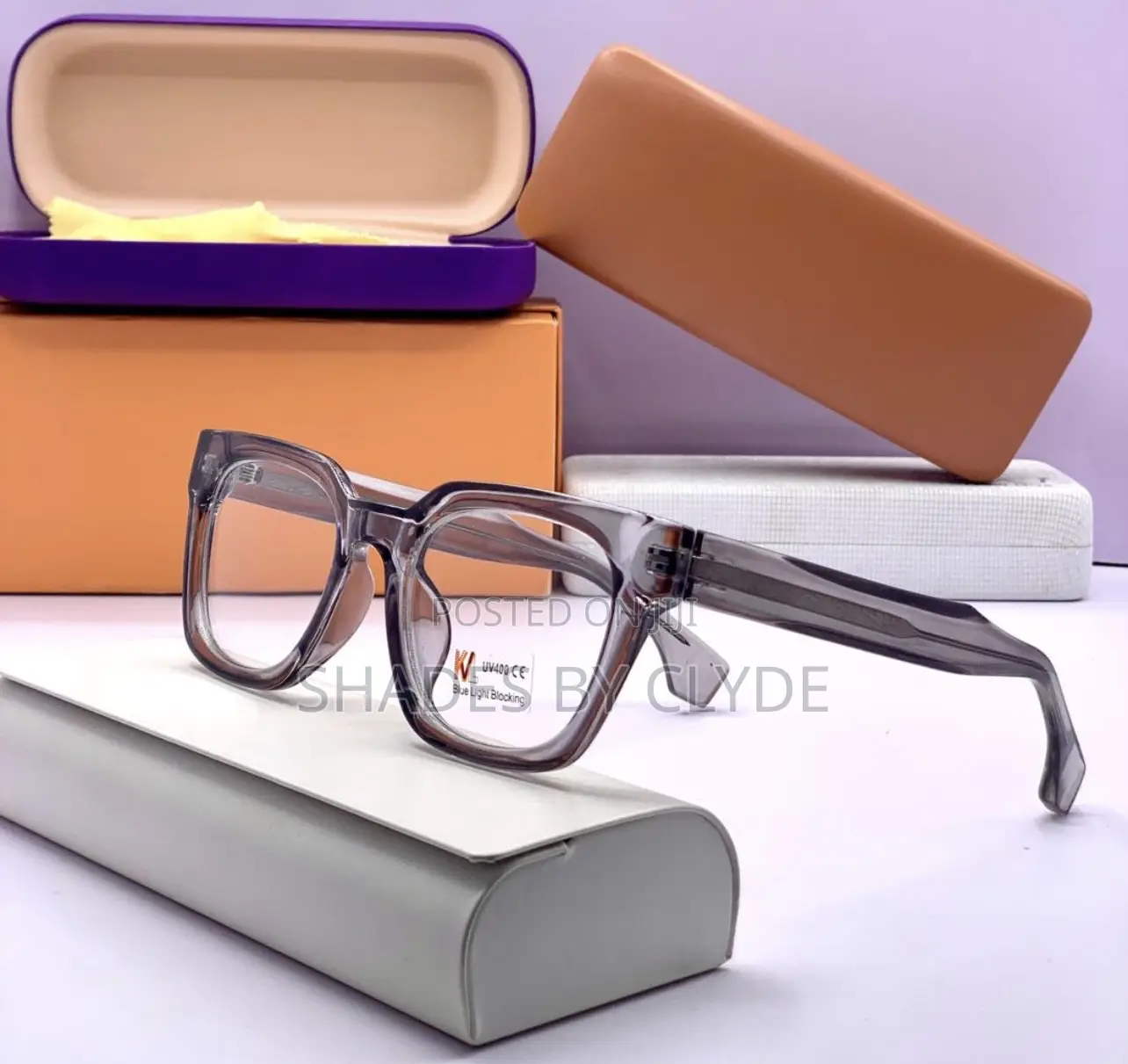 Stylish Clear Amber Square Eyeglasses - Blue Light Blocking**