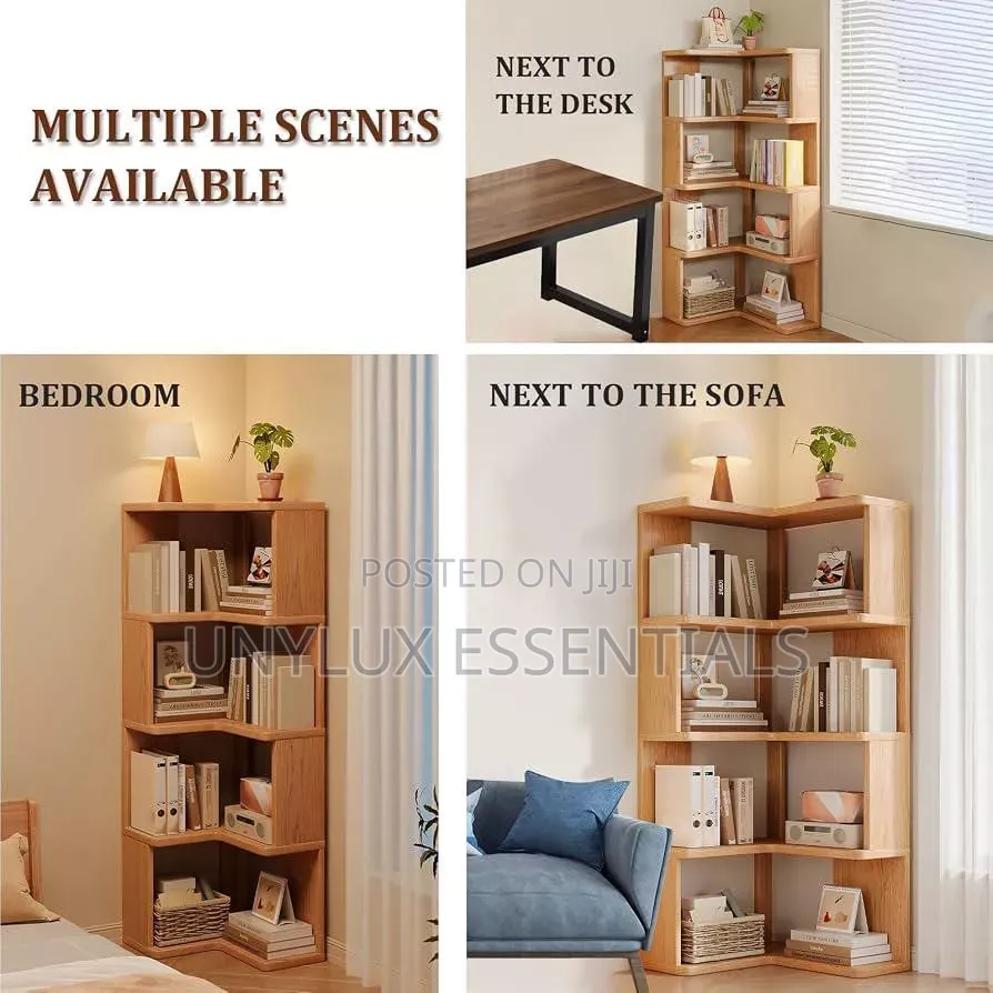 Tall Corner L-Shaped Bookshelf