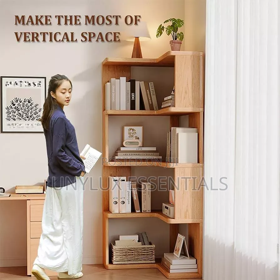 Tall Corner L-Shaped Bookshelf