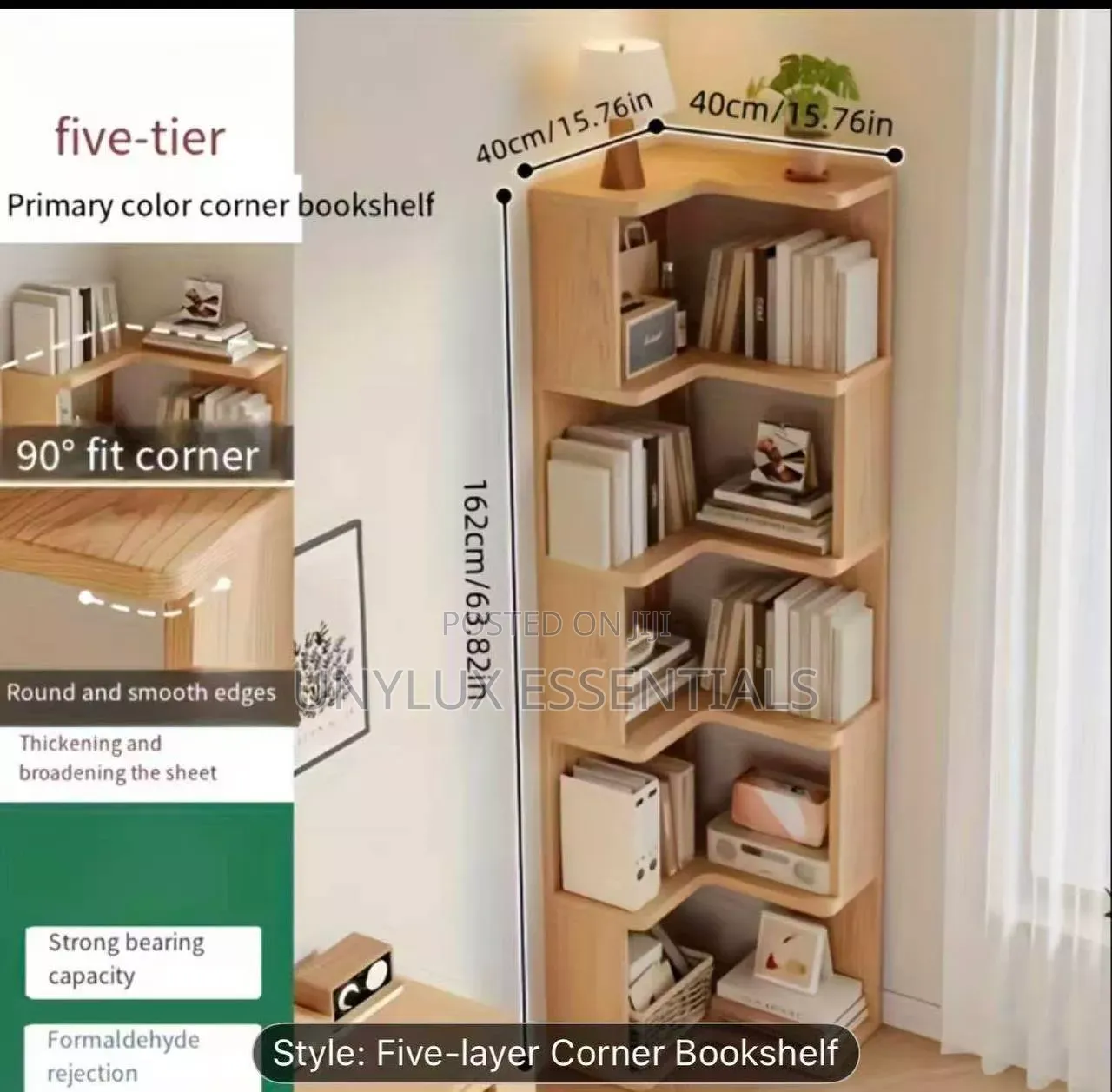 Tall Corner L-Shaped Bookshelf