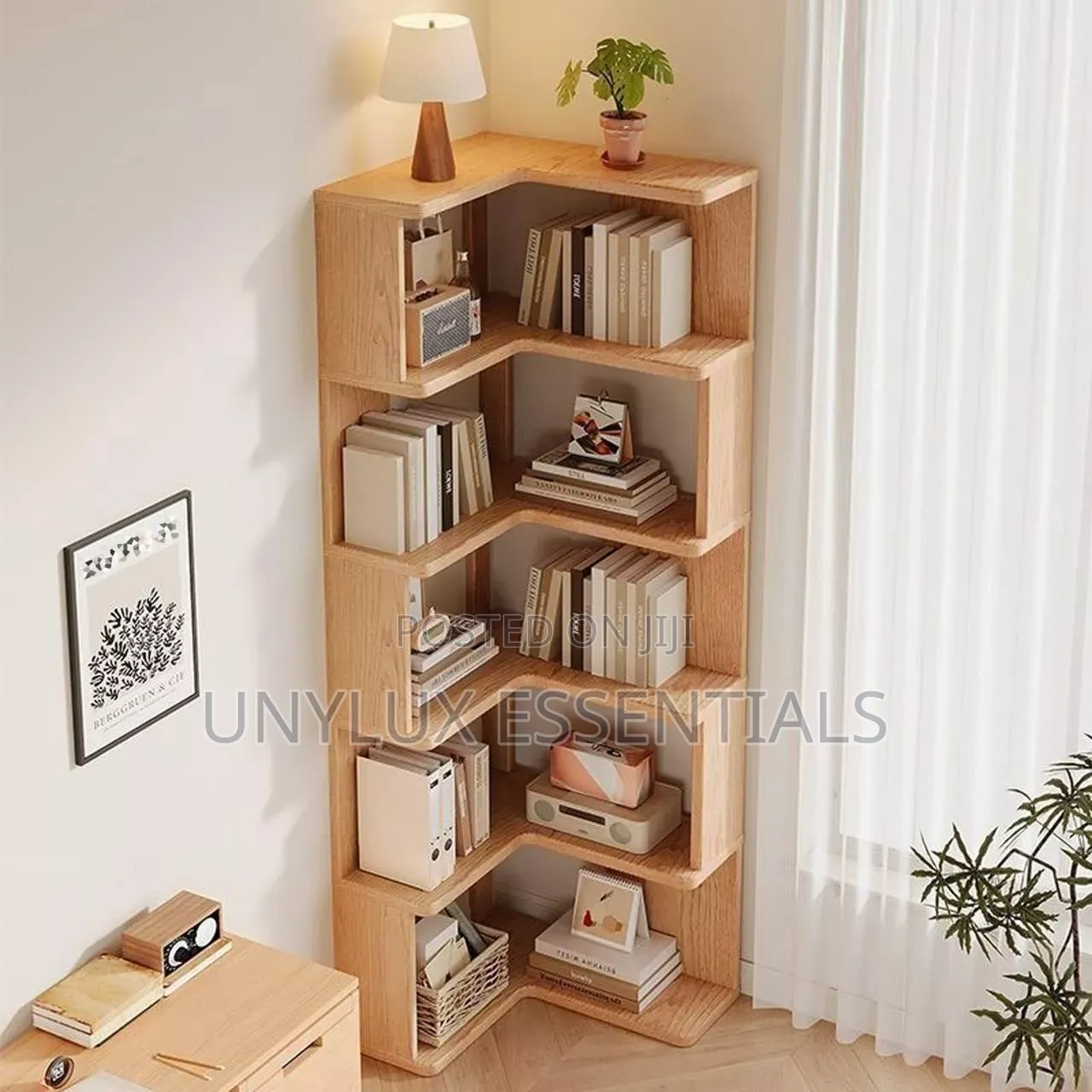 Tall Corner L-Shaped Bookshelf