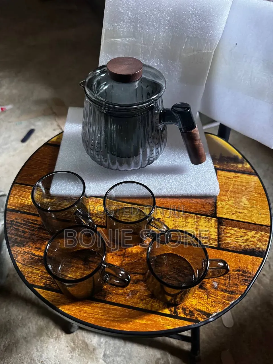 5in1 Borosilicate Glass Teapot Set 
1 Jug 4 Cup