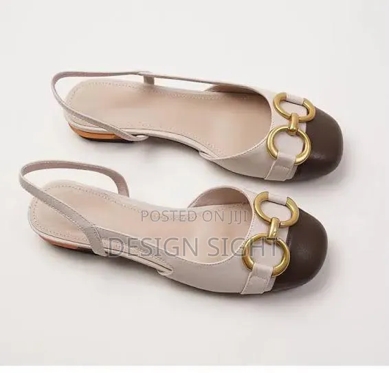 Women's Two-Tone Cap-Toe Slingback Ballet Flats