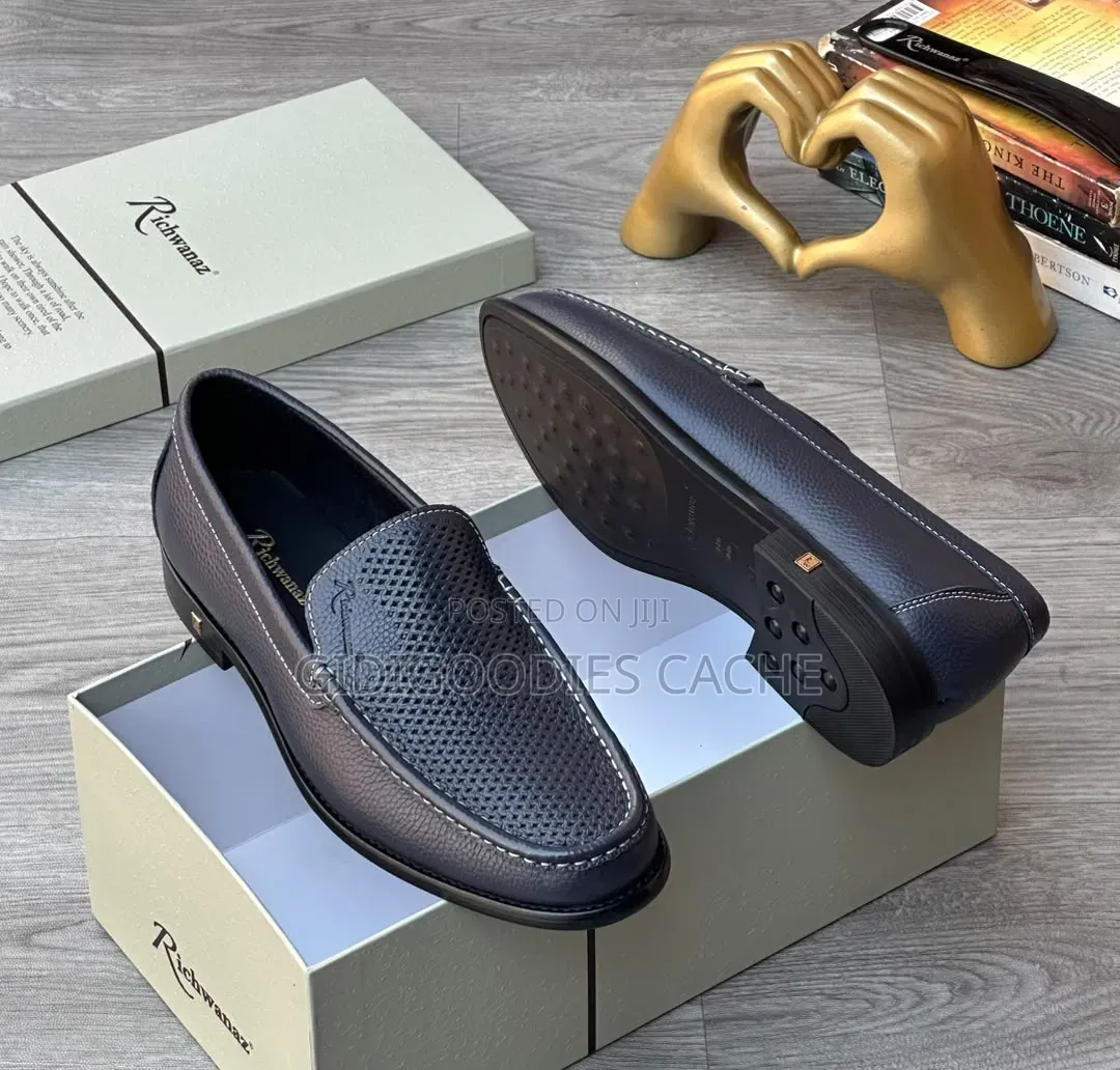 Richwanaz Men's Perforated Leather Loafers
