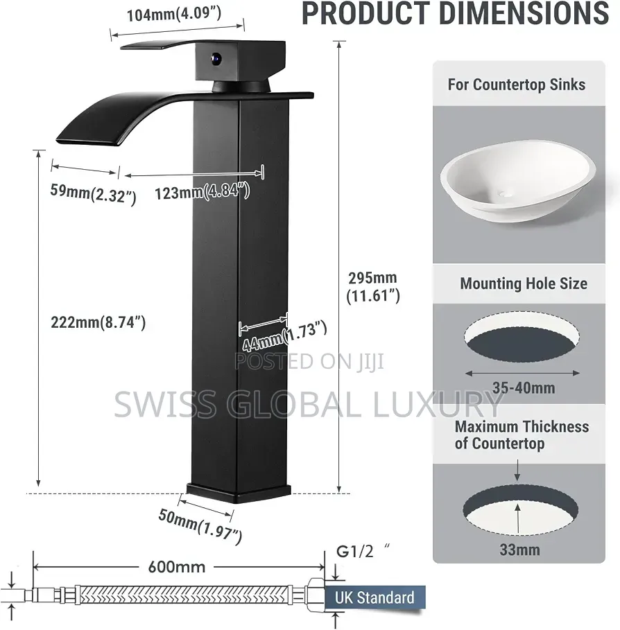 High Grade Half-Cut Waterfall Basin Mixer Tap