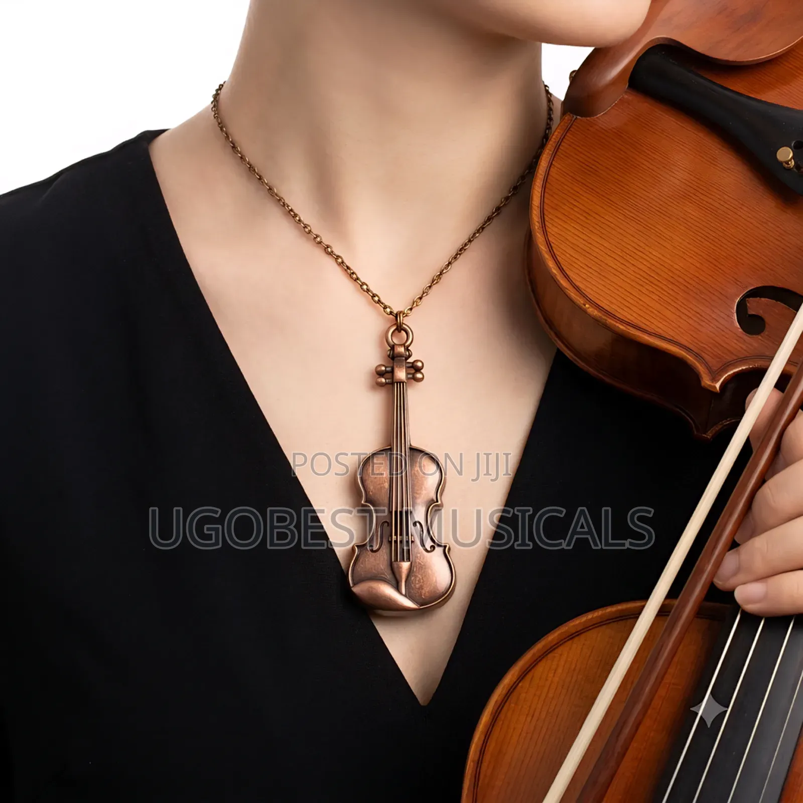 Violin Necklace Pendant Key Holder, Musical Note Charm for Violinist