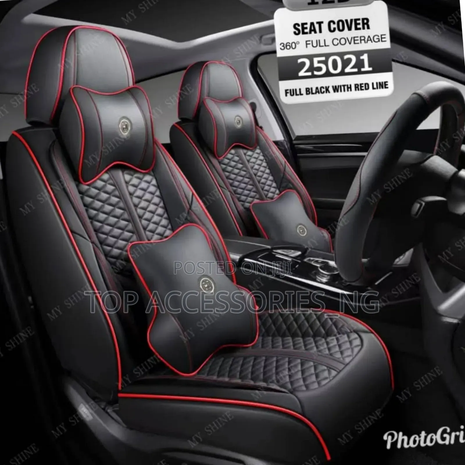 Quality Wave Black and Red Leather Car Seat Cover