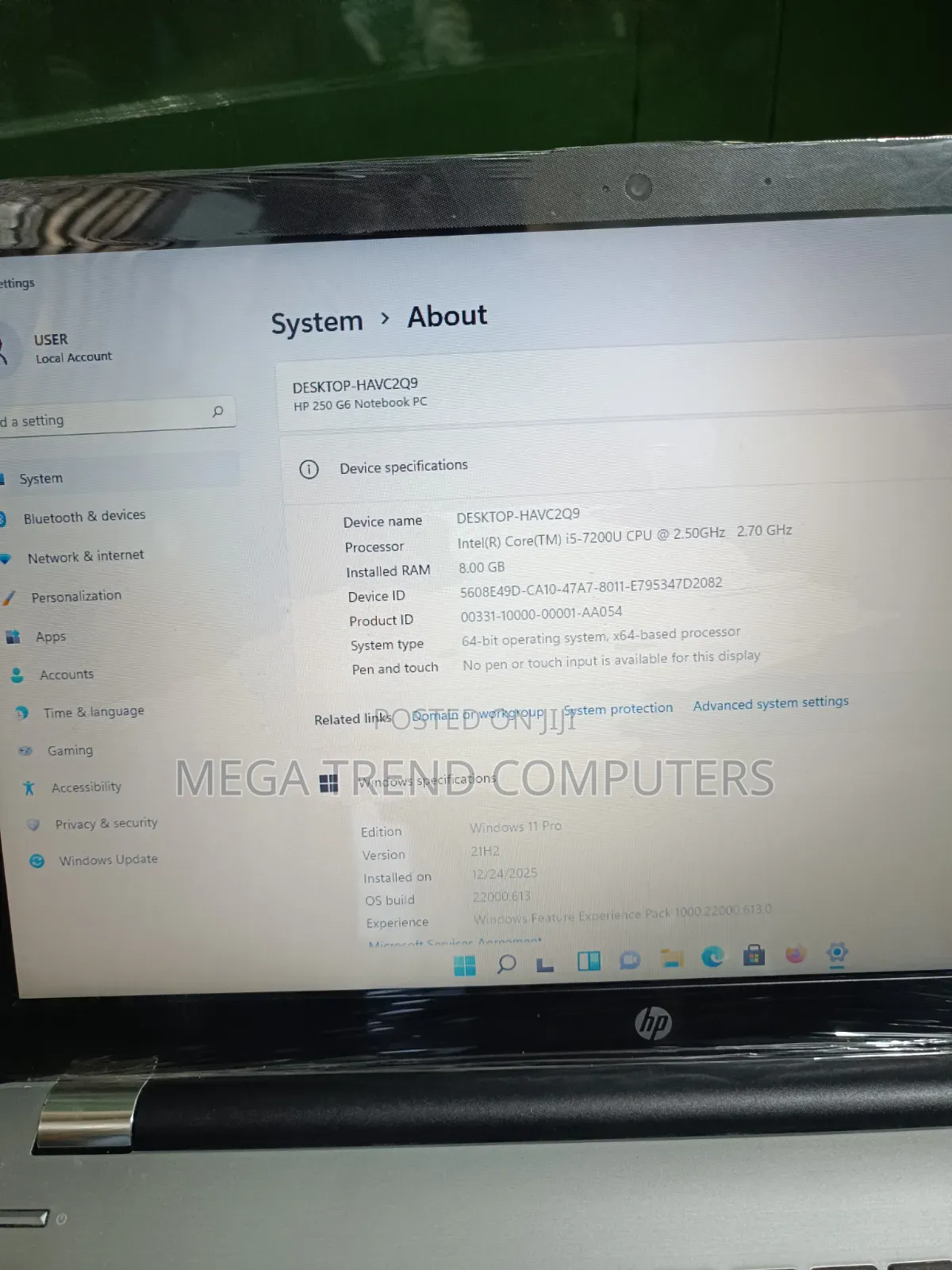 Laptop HP 250 G6 8GB Intel Core i5 HDD 500GB