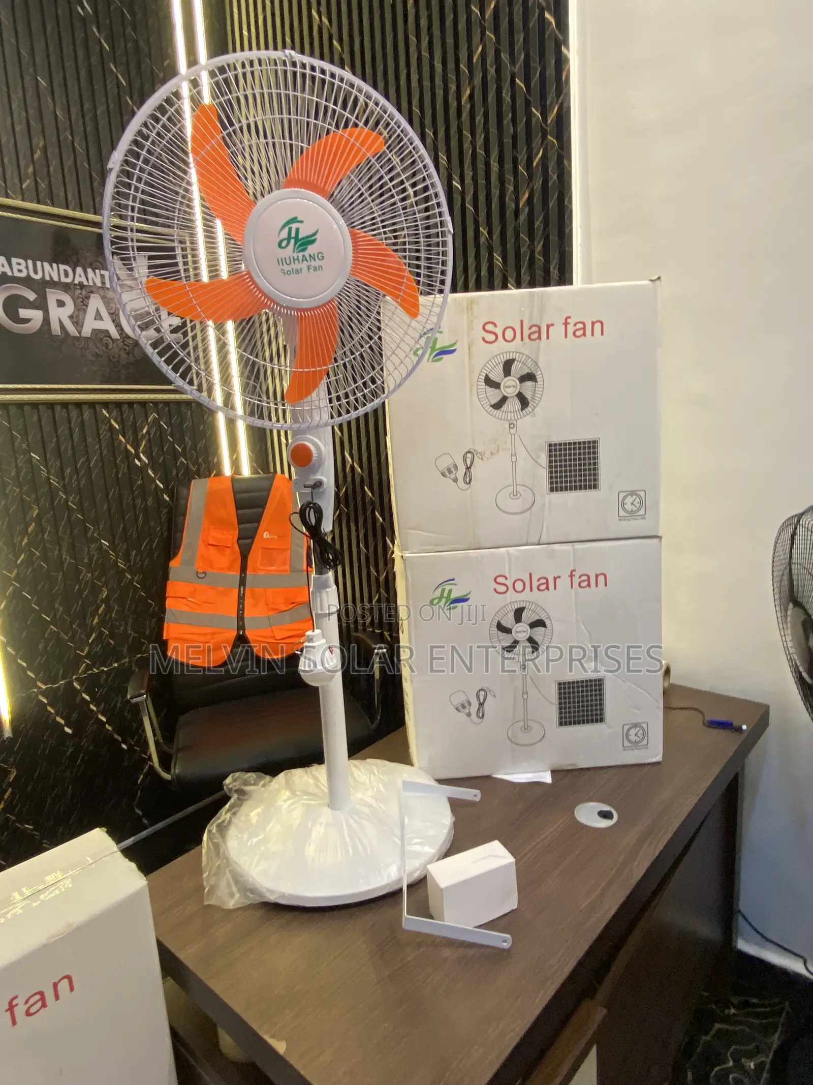 JIUHANG Solar Rechargeable Standing Fan Available Now in Store Now