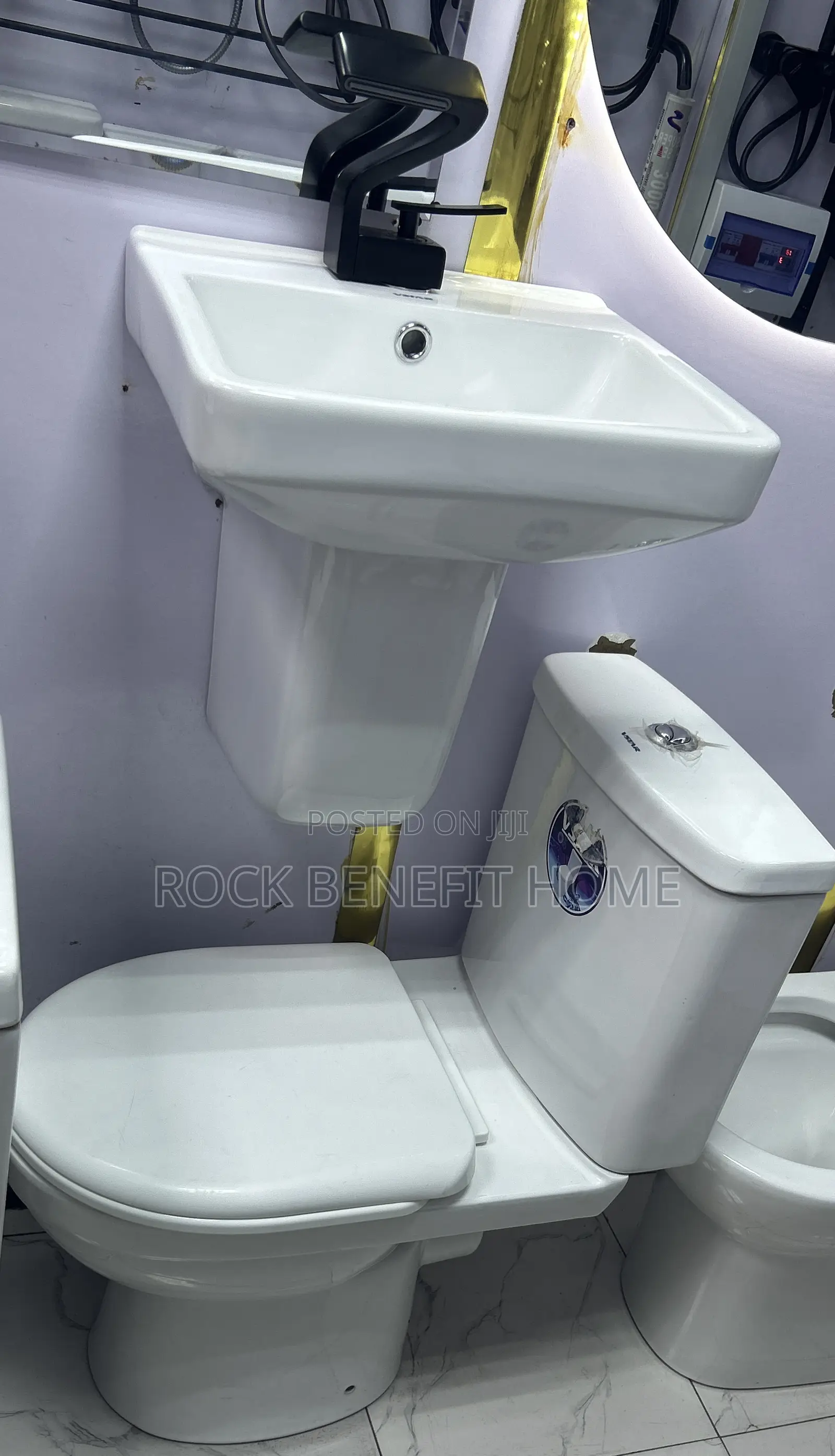 Water Closet With Wall Hung Basin and Stand