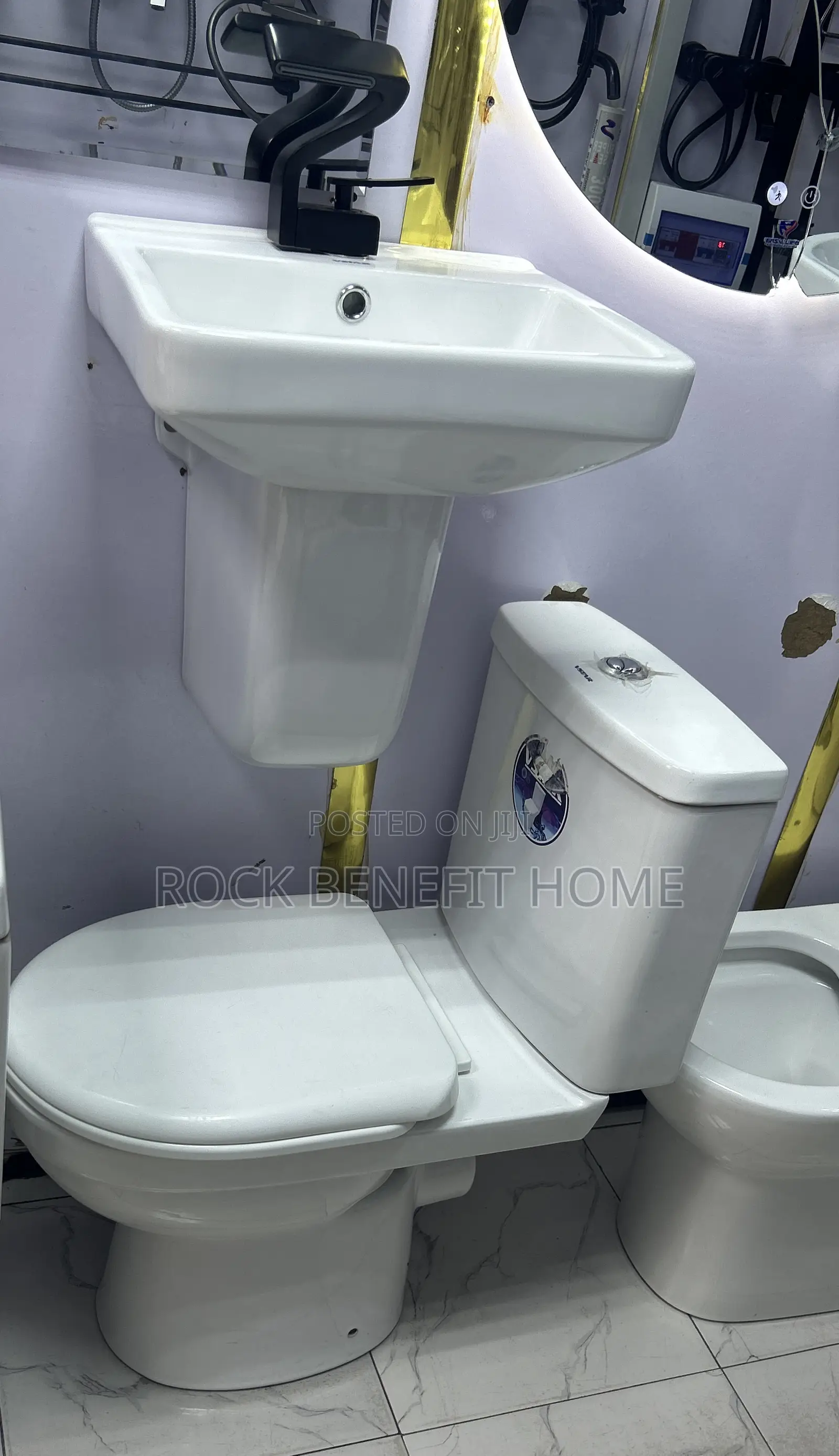 Water Closet With Wall Hung Basin and Stand