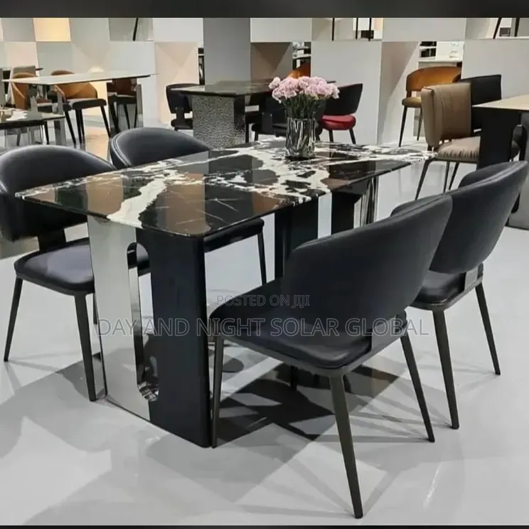 Mable Top Dining Table With 4 Sitters Chairs