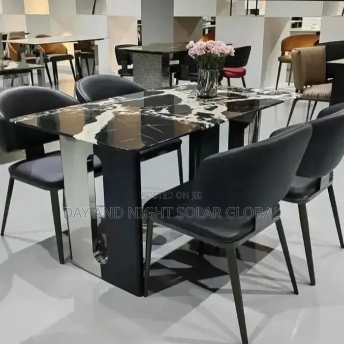 Mable Top Dining Table With 4 Sitters Chairs
