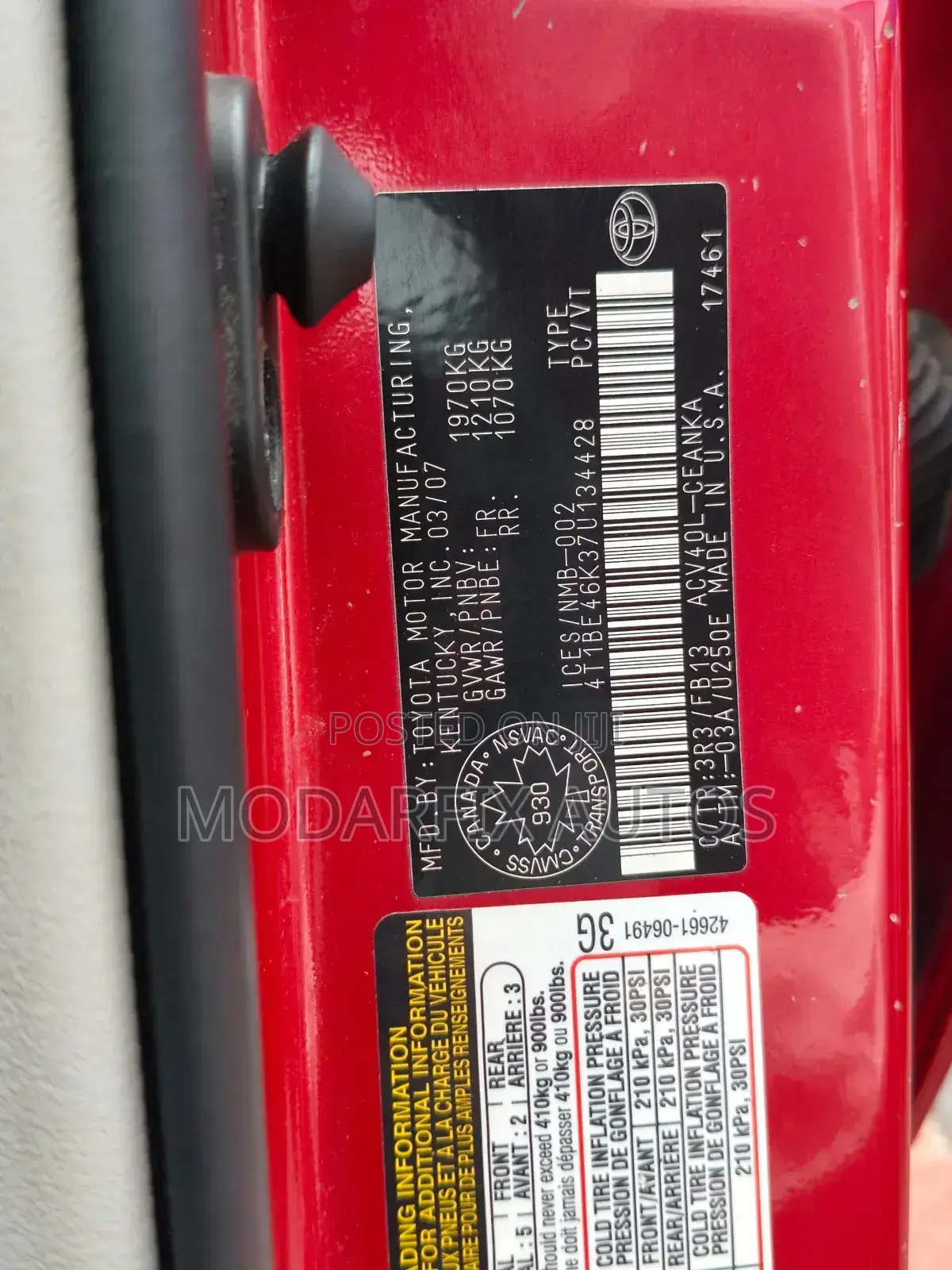 Toyota Camry LE 4dr Sedan (2.4L 4cyl 5A) 2007 Red