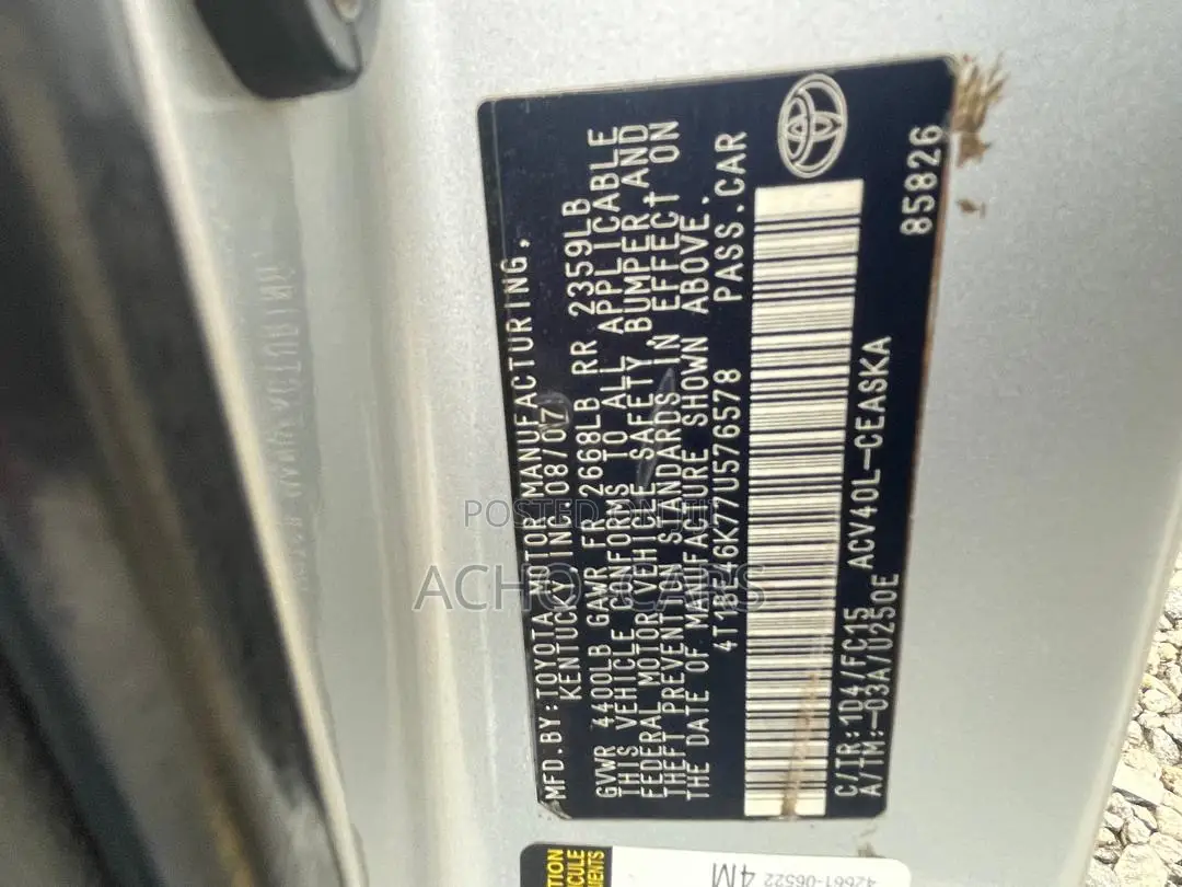 Toyota Camry 2008 Silver