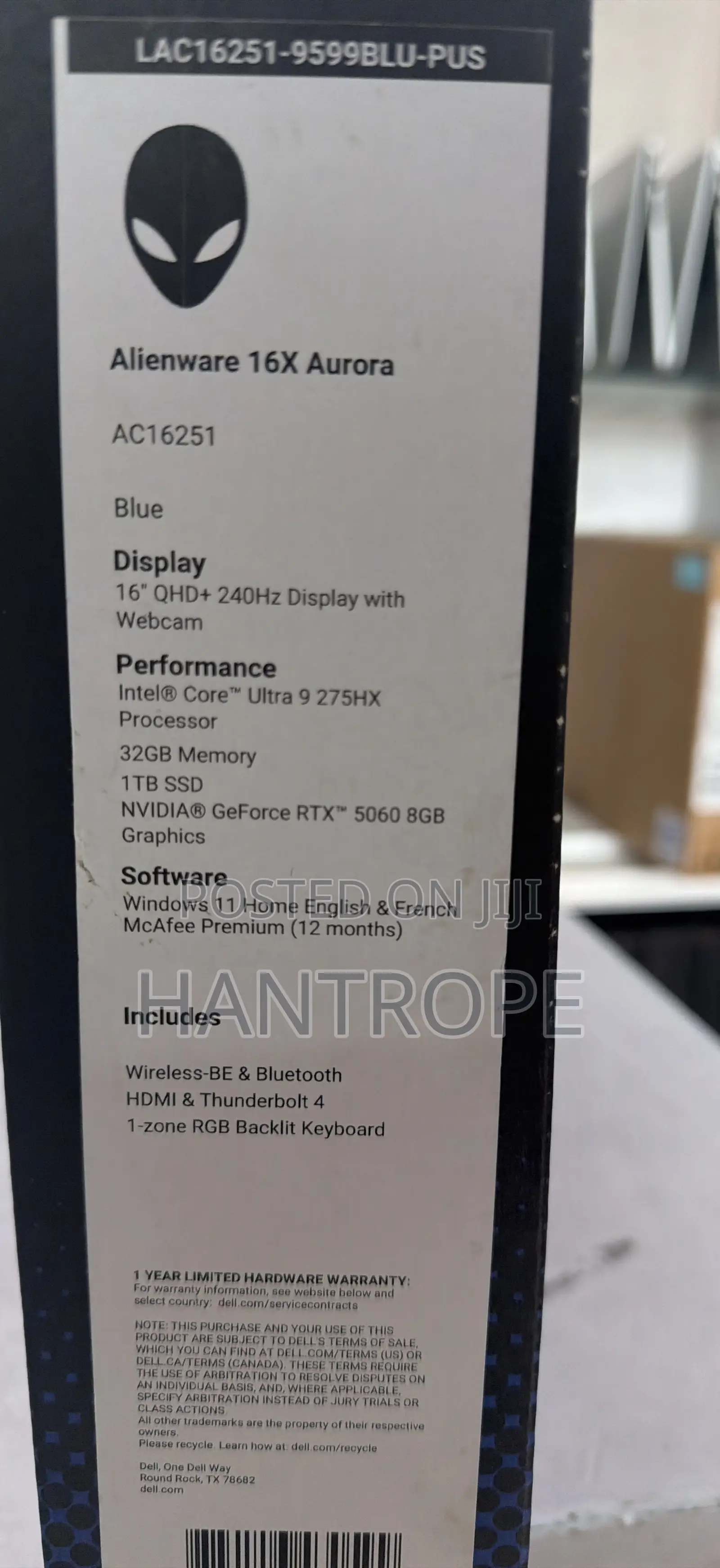 New Laptop Alienware 16x Aurora 32GB Intel Core Ultra 9 SSD 1T