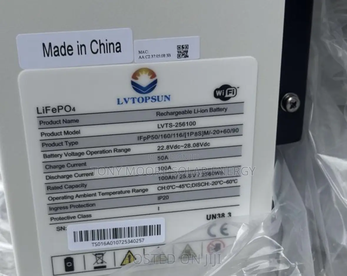 2.56kwh 24v LVTopsun Lithium Battery With WiFi Connection