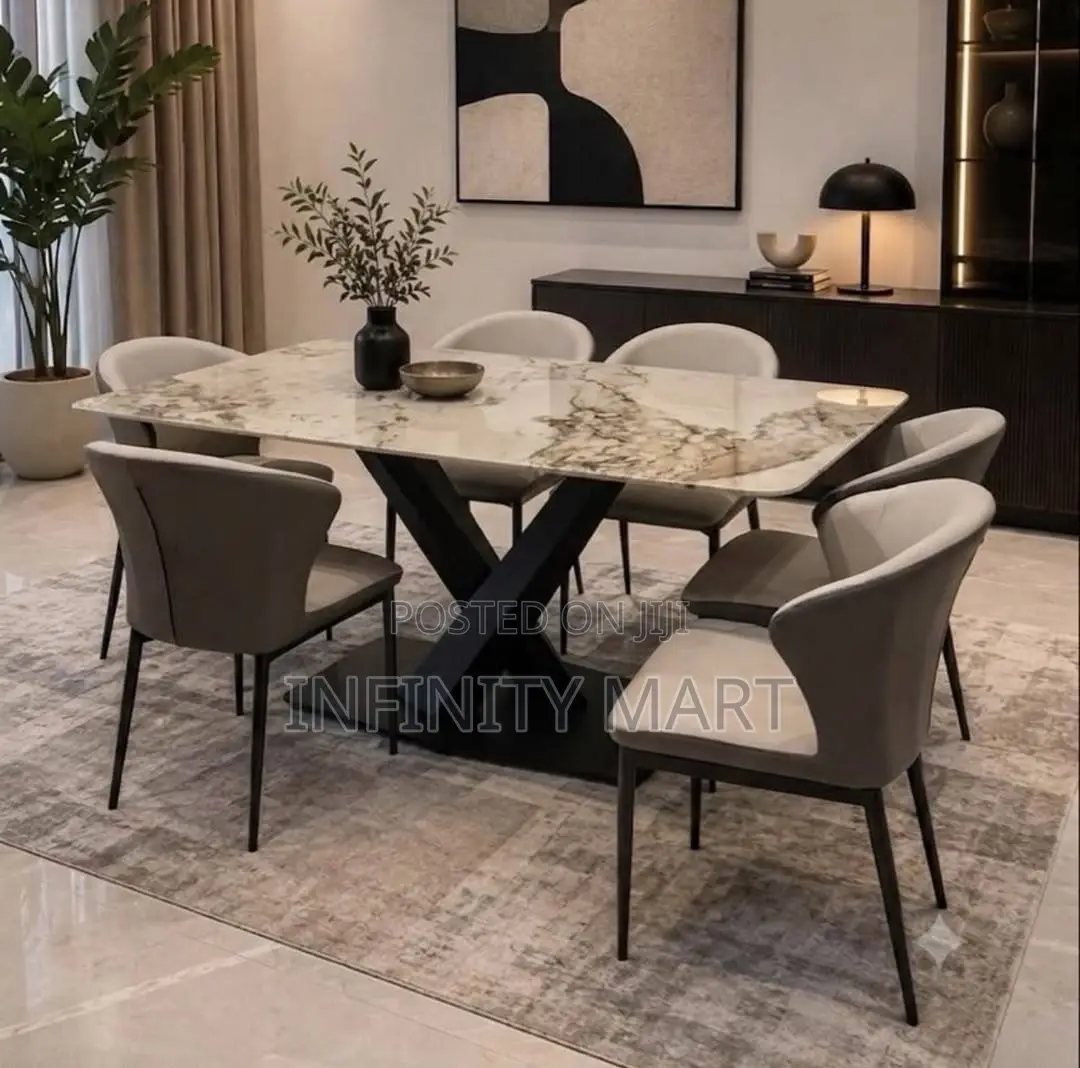 Modern Deluxe Marble 6 Seater Dining Set.