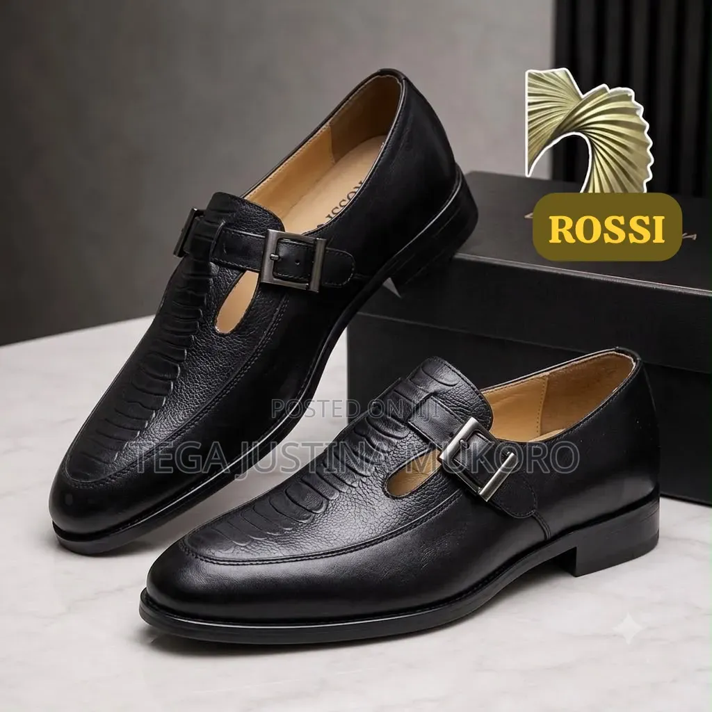Pure Leather Rossi Men's Buckle Closure Flat Shoes