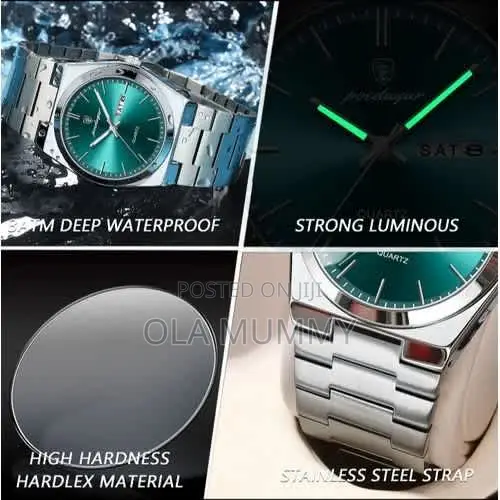 Poedagar Men's Wristwatch Silver Green Face