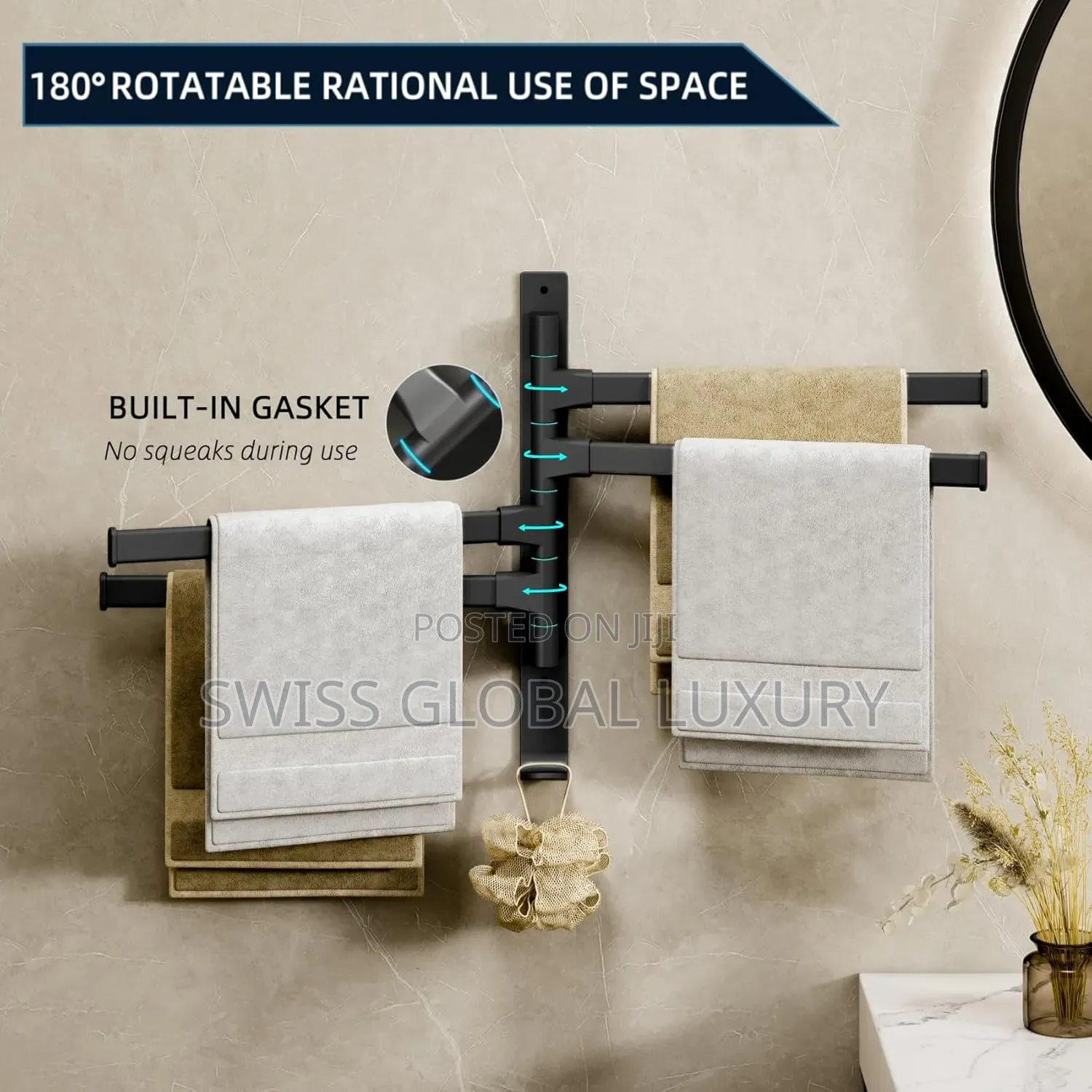 Towel Rack Wall Mounted Towel Bar for Kitchen/Bathroom 4-Arms.