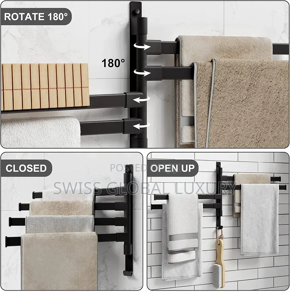 Towel Rack Wall Mounted Towel Bar for Kitchen/Bathroom 4-Arms.