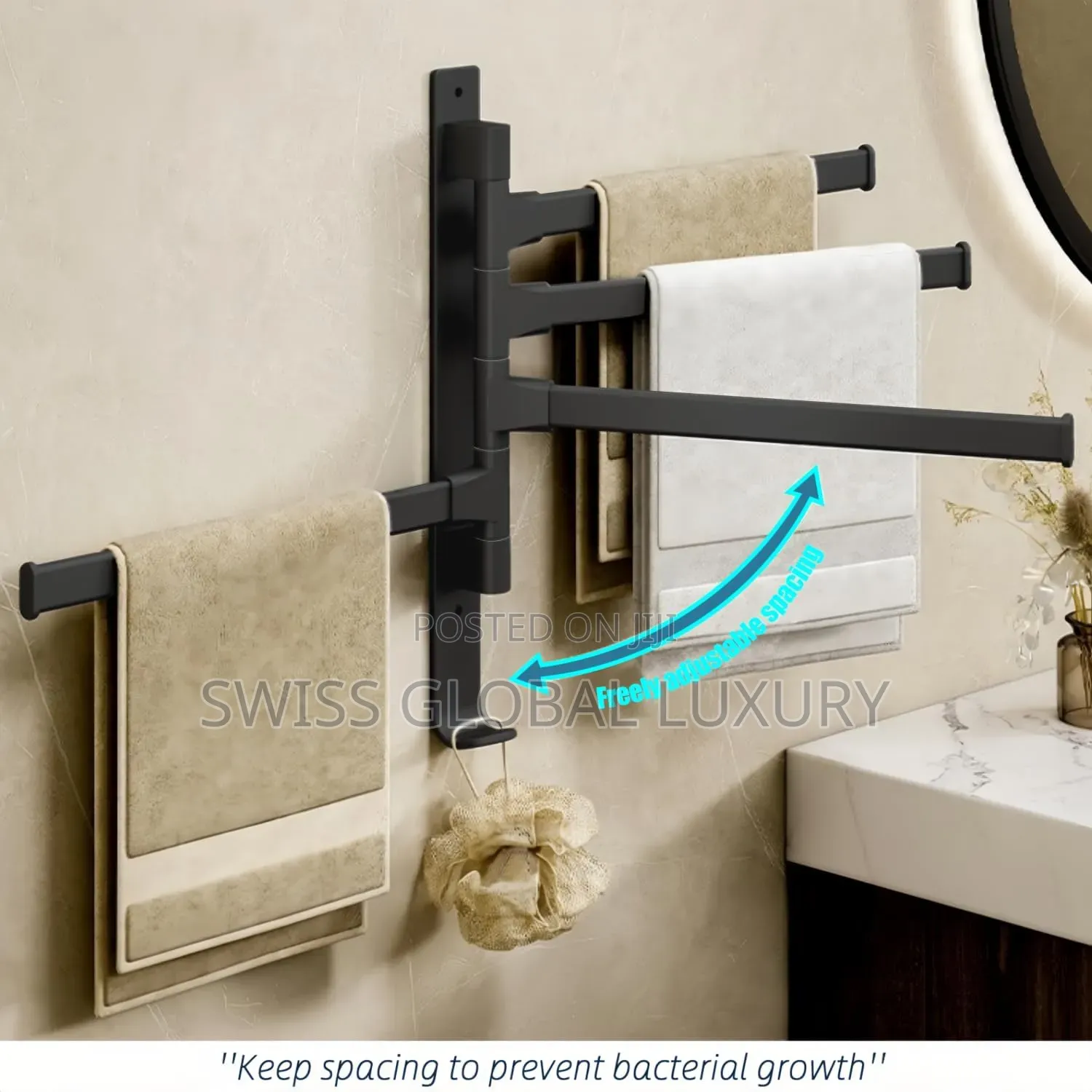 Towel Rack Wall Mounted Towel Bar for Kitchen/Bathroom 4-Arms.