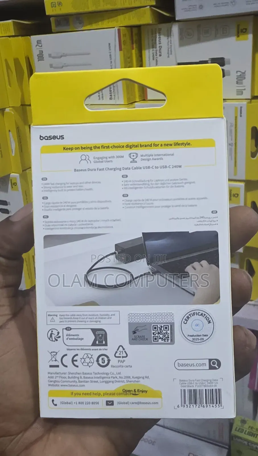 Baseus Dura Fast Charging Cable USB-C to USB-C 240W