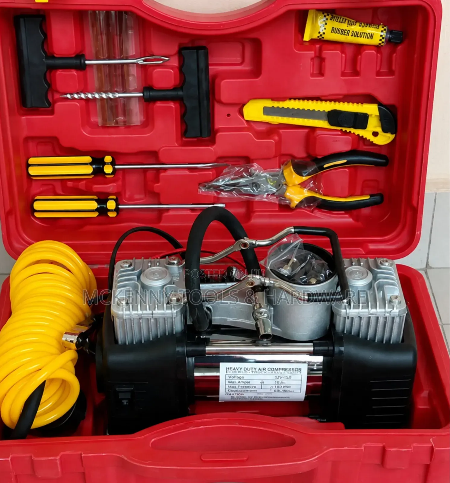 Heavy Duty 2 Cylinder Car Air Compressor Tire Repair Kit (150PSI