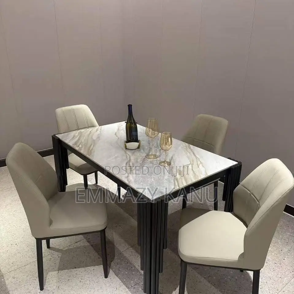 Luxury 4-Seater Marble Dining Table Set – Modern Elegant