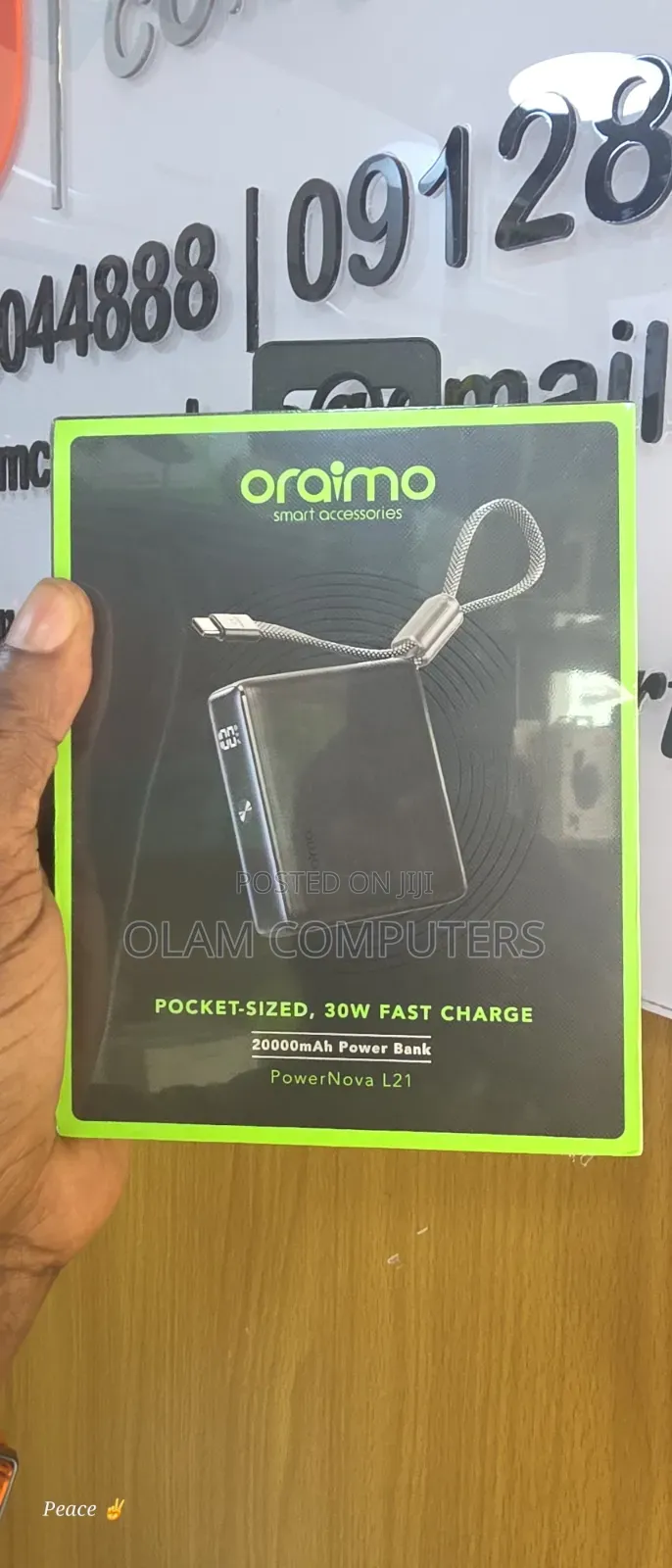 Oraimo Pocket Size 30W Fast Charging 20000mAh Power Nova L21