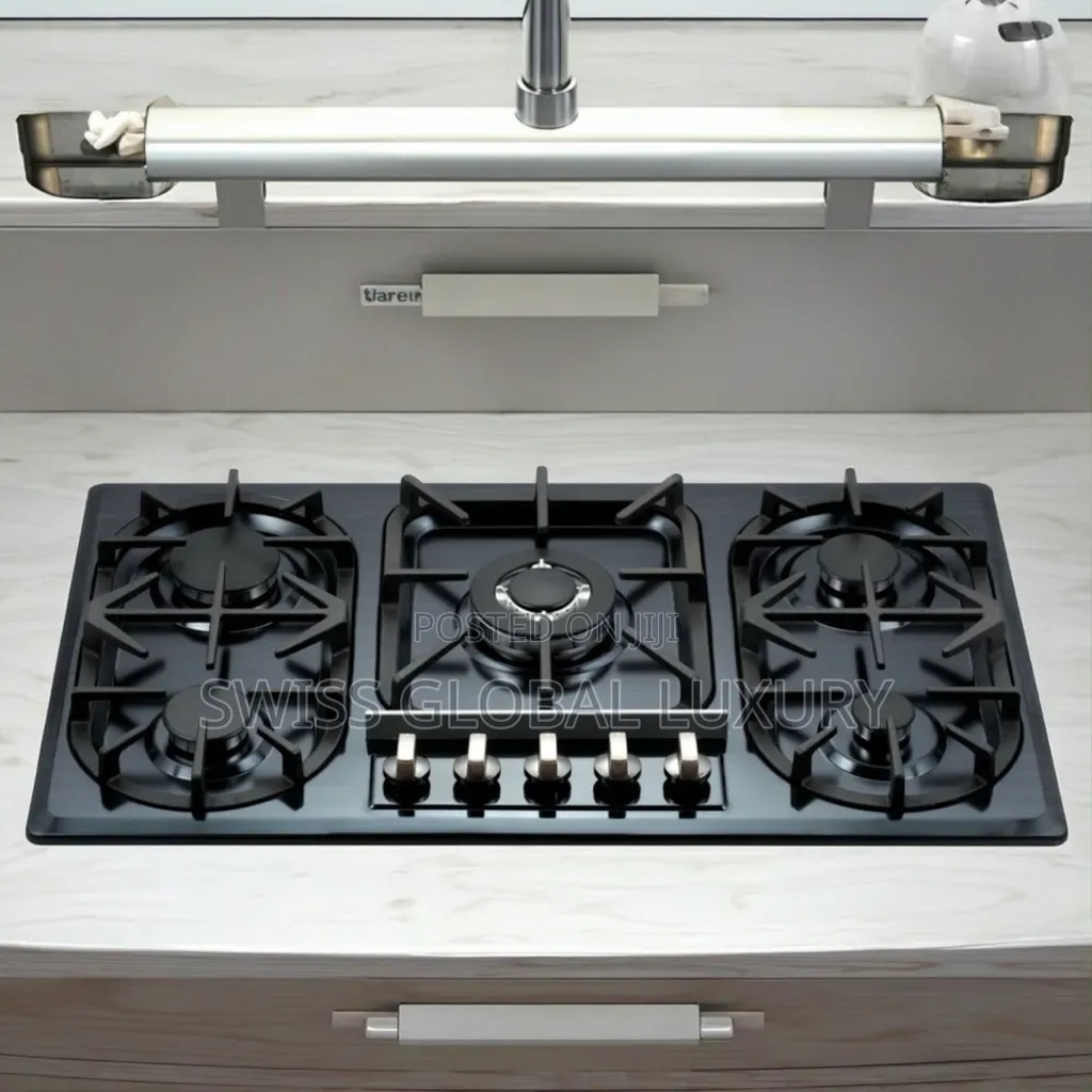 High Quality Polystar 5-Burner Built-in Gas Cooker -Tempered Glass Top