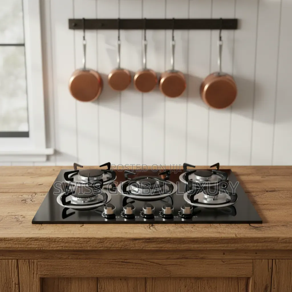 High Quality Polystar 5-Burner Built-in Gas Cooker -Tempered Glass Top