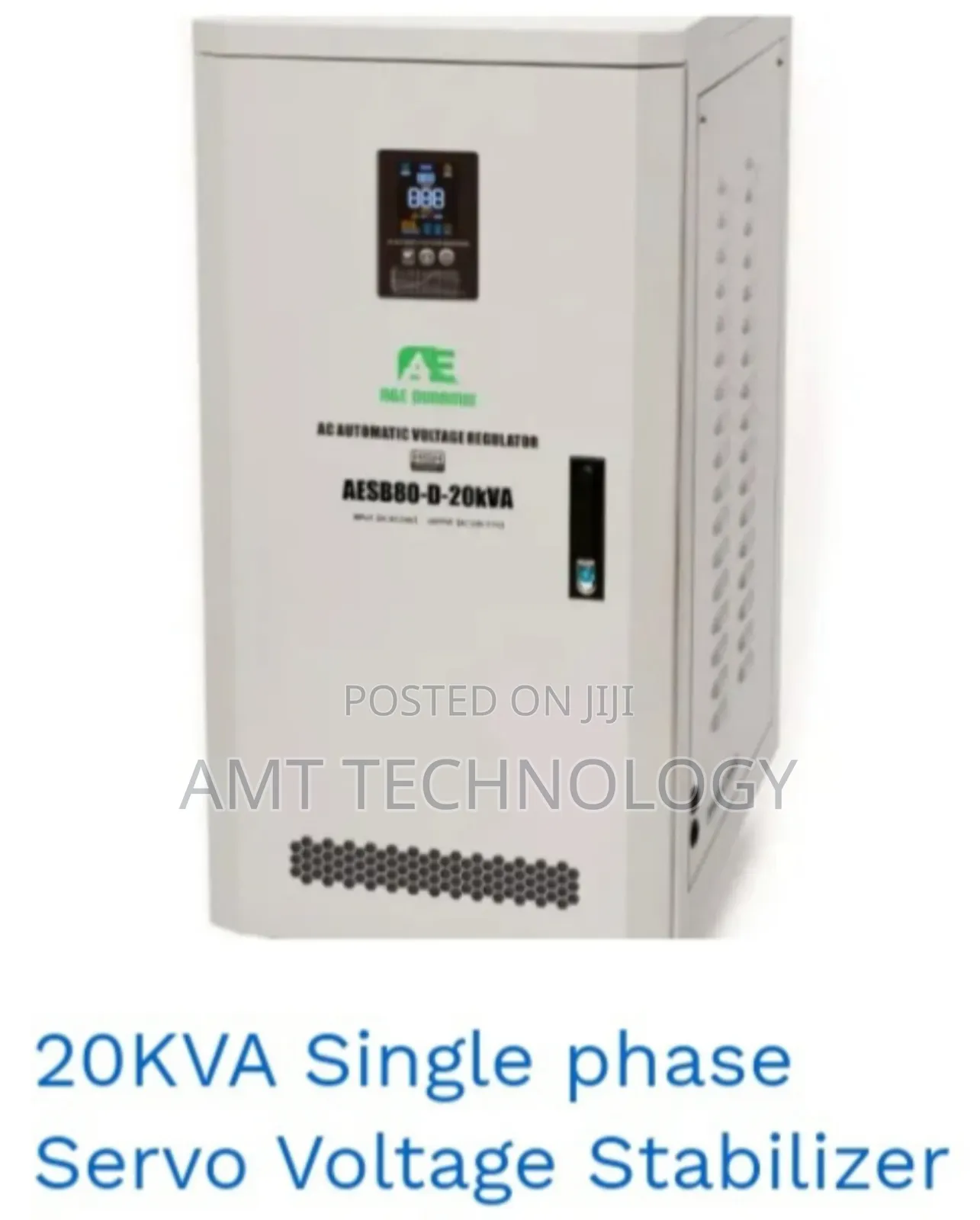 A E Dunamis 20KVA Single-Phase Servo Voltage Stabilizer (80v-260v)