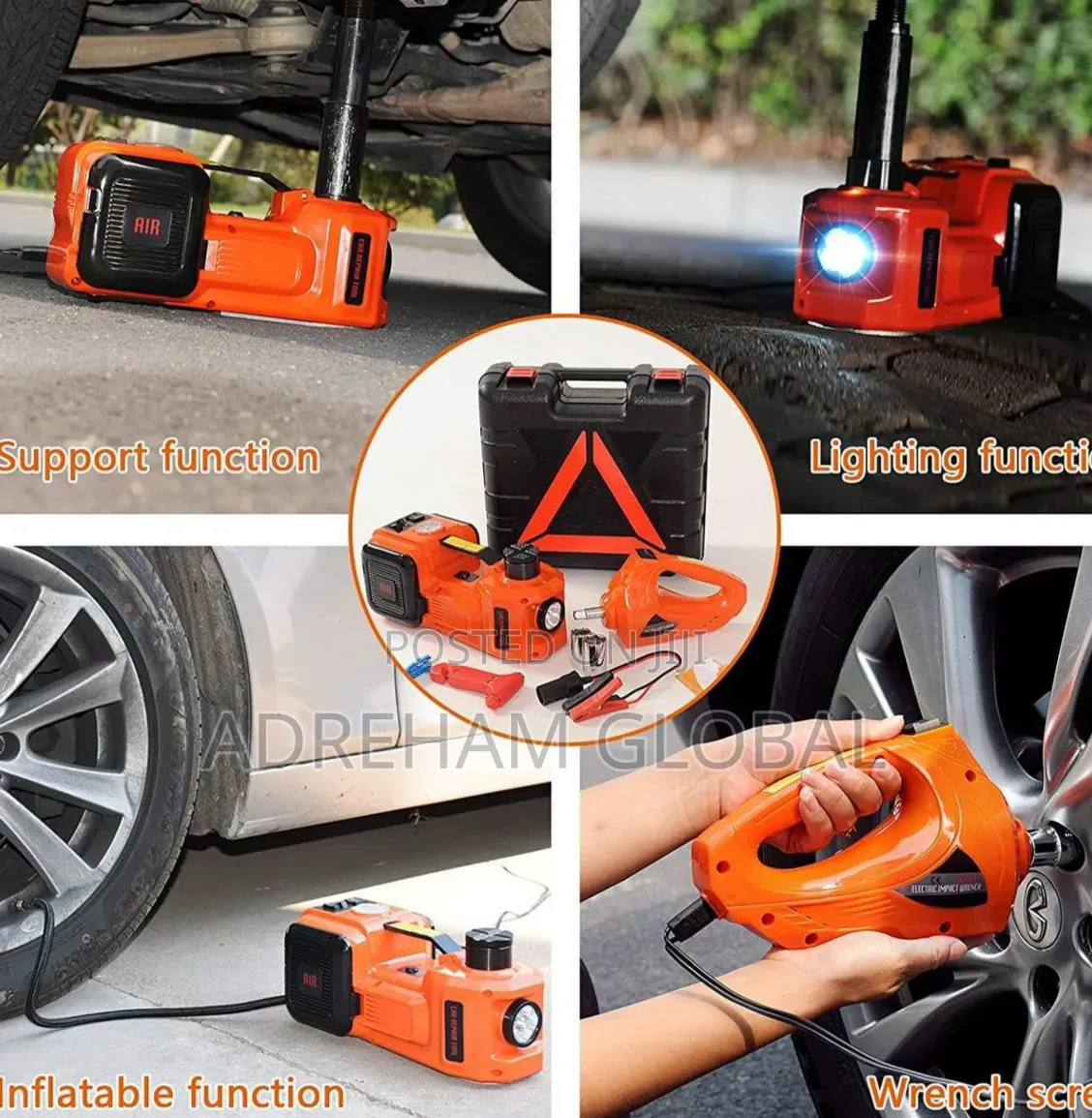 Electric Car Jack 5Ton 12V Hydraulic With Tire Inflator Pump LED, Jack