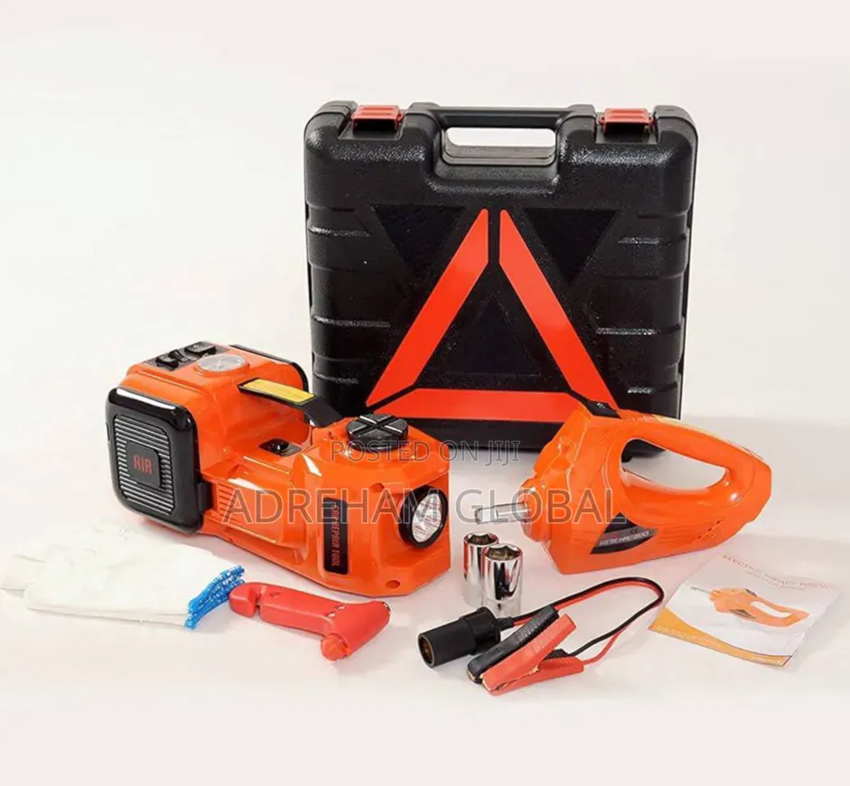 Electric Car Jack 5Ton 12V Hydraulic With Tire Inflator Pump LED, Jack