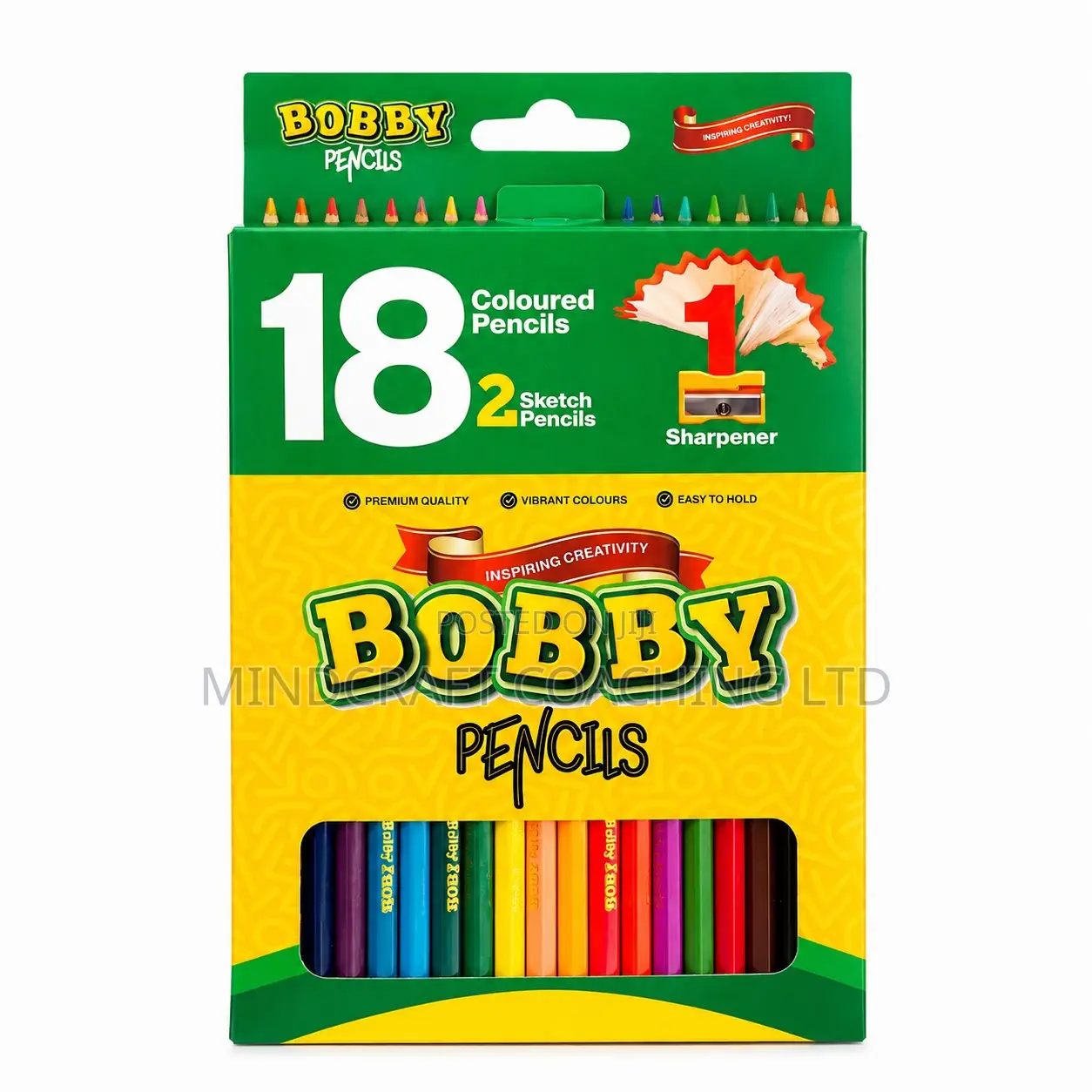 Bobby Pencil 20 Piece Set With 18 Colour Pencils and 2 HB Pencils