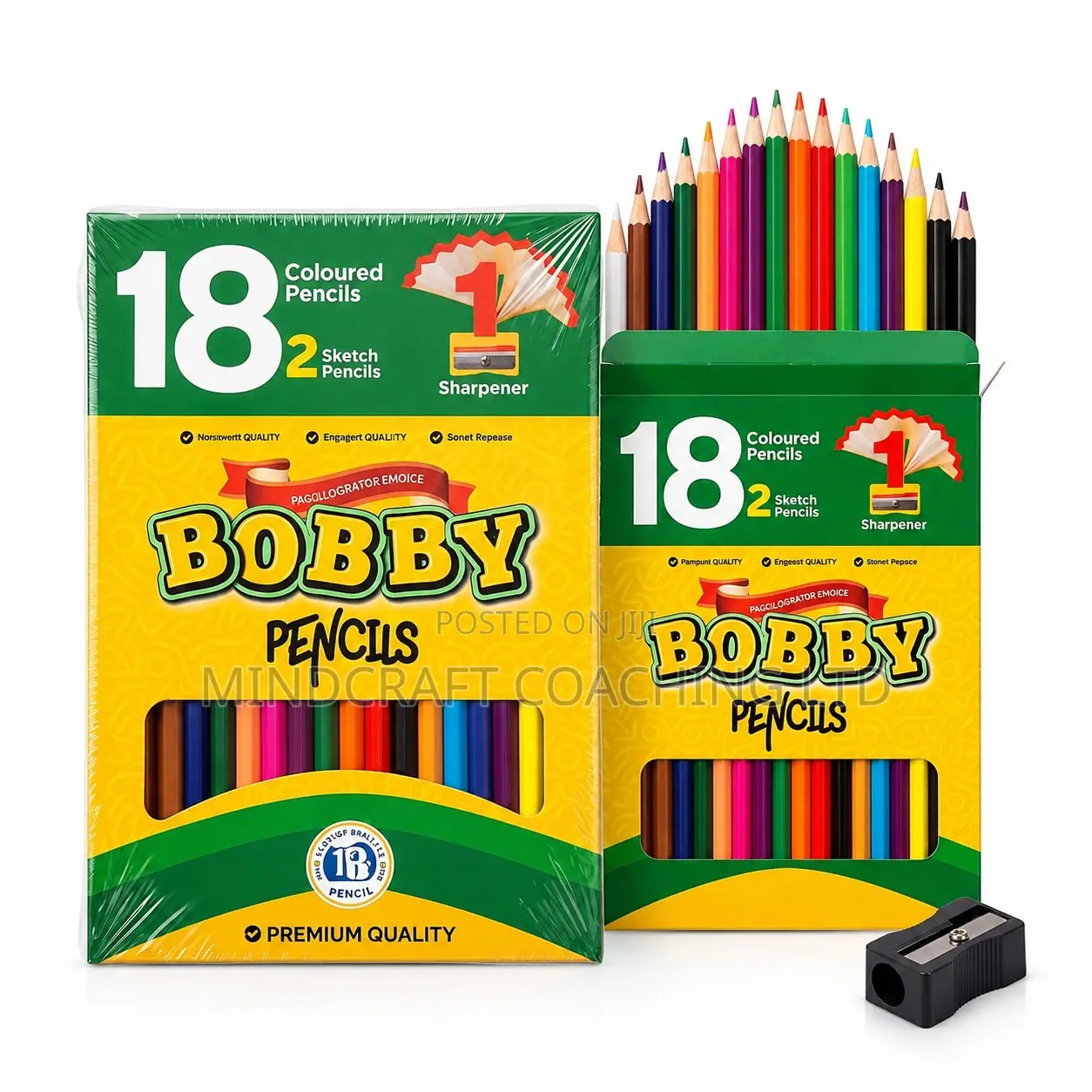 Bobby Pencil 20 Piece Set With 18 Colour Pencils and 2 HB Pencils