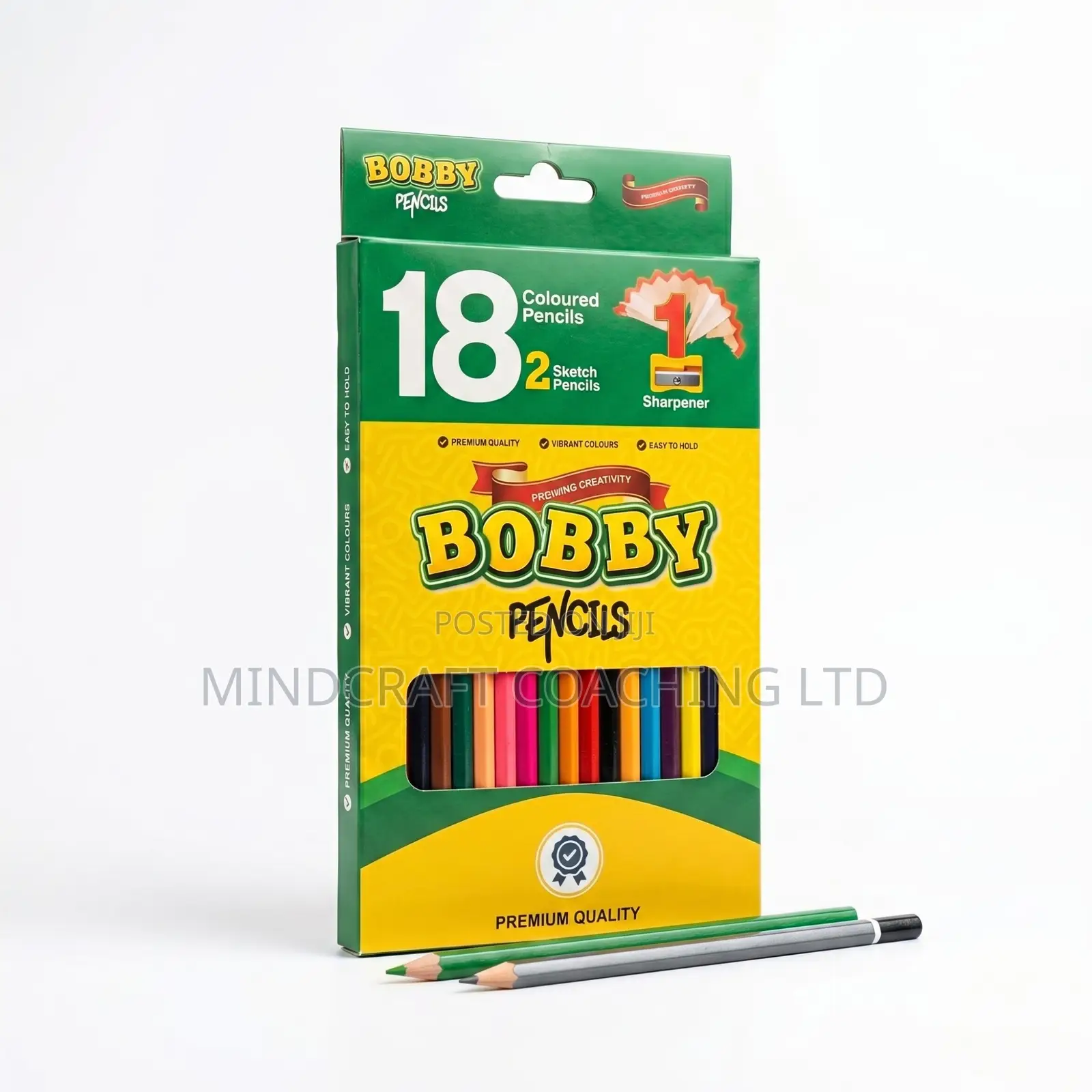 Bobby Pencil 20 Piece Set With 18 Colour Pencils and 2 HB Pencils